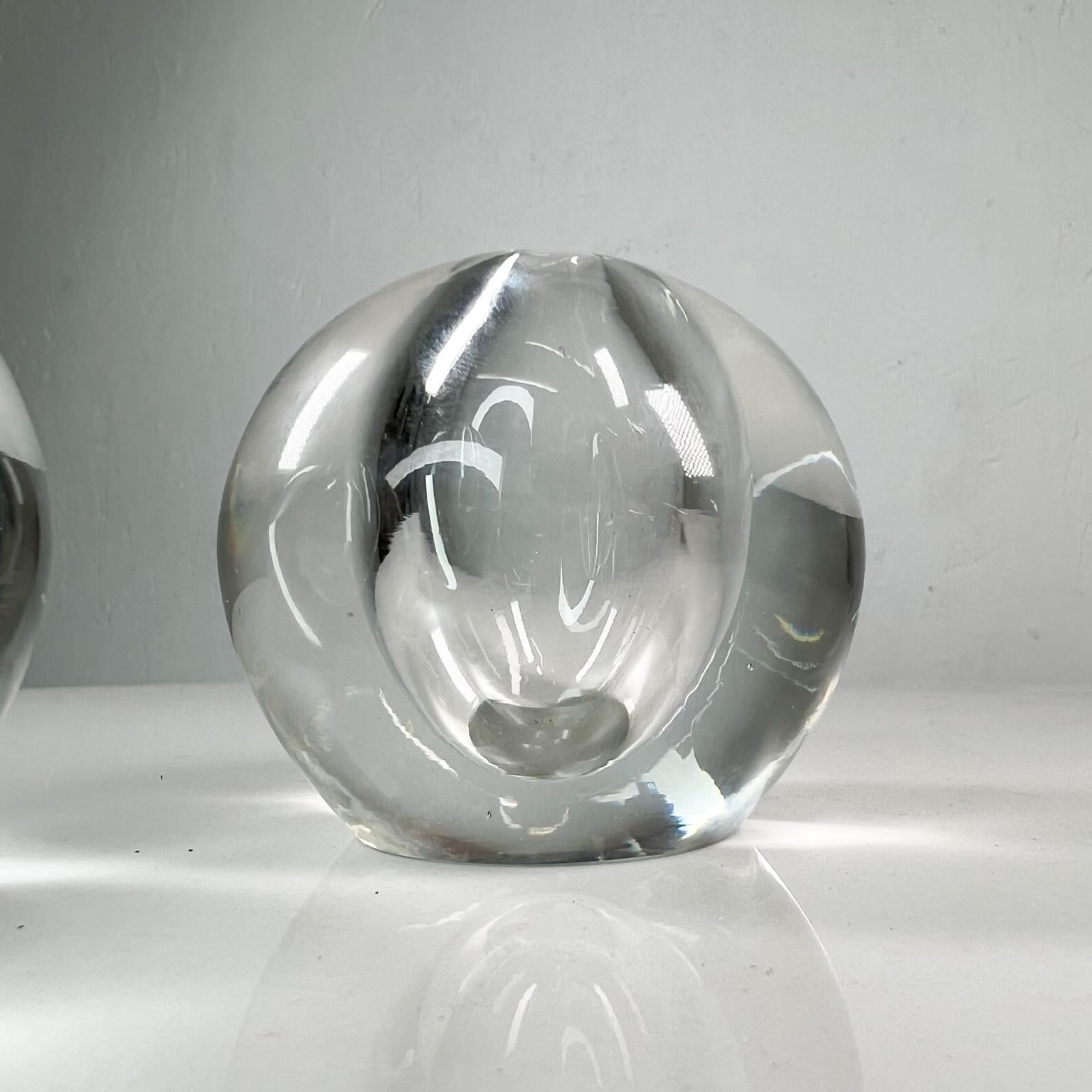 1960s Modern Orb Globe Art Glass Vase Pair Style of Rosenthal Studio Line In Good Condition In Chula Vista, CA