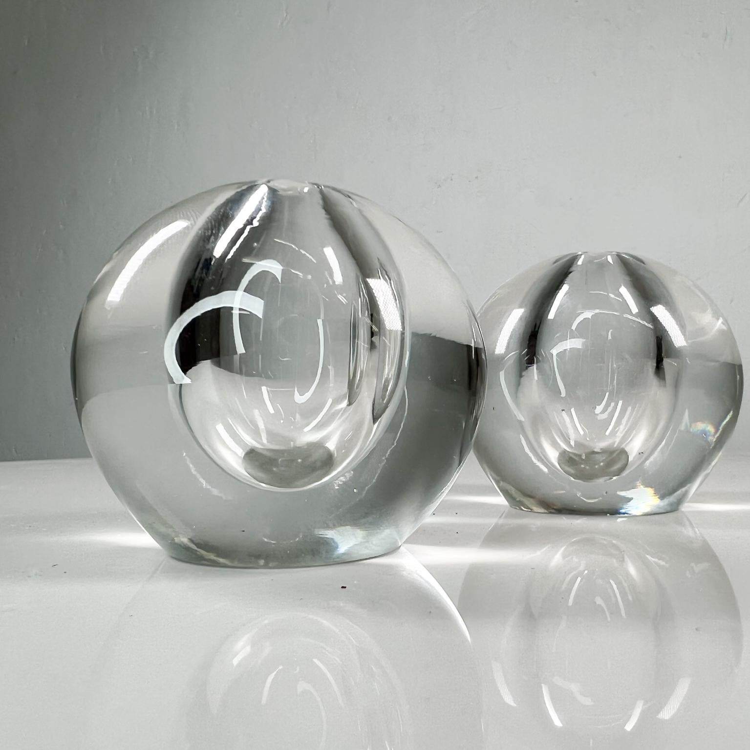 Mid-20th Century 1960s Modern Orb Globe Art Glass Vase Pair Style of Rosenthal Studio Line