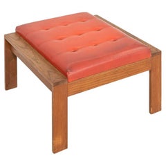1960s Modern Ottoman Stool by C.I. Designs in Persimmon Vinyl