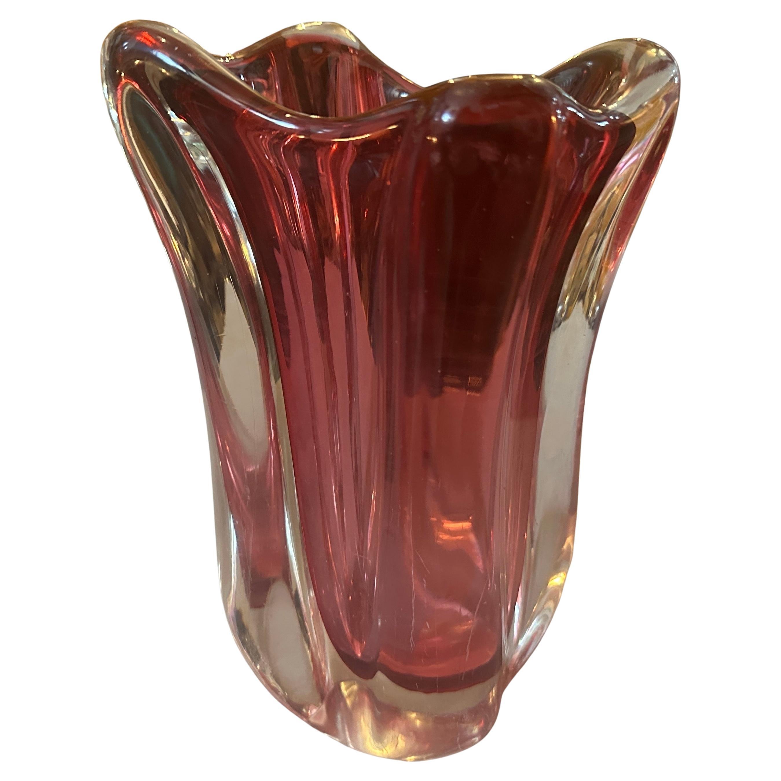 1960s Modern Pink Sommerso Murano Glass Vase by Flavio Poli for Seguso