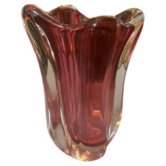 1960s Modern Pink Sommerso Murano Glass Vase by Flavio Poli for Seguso