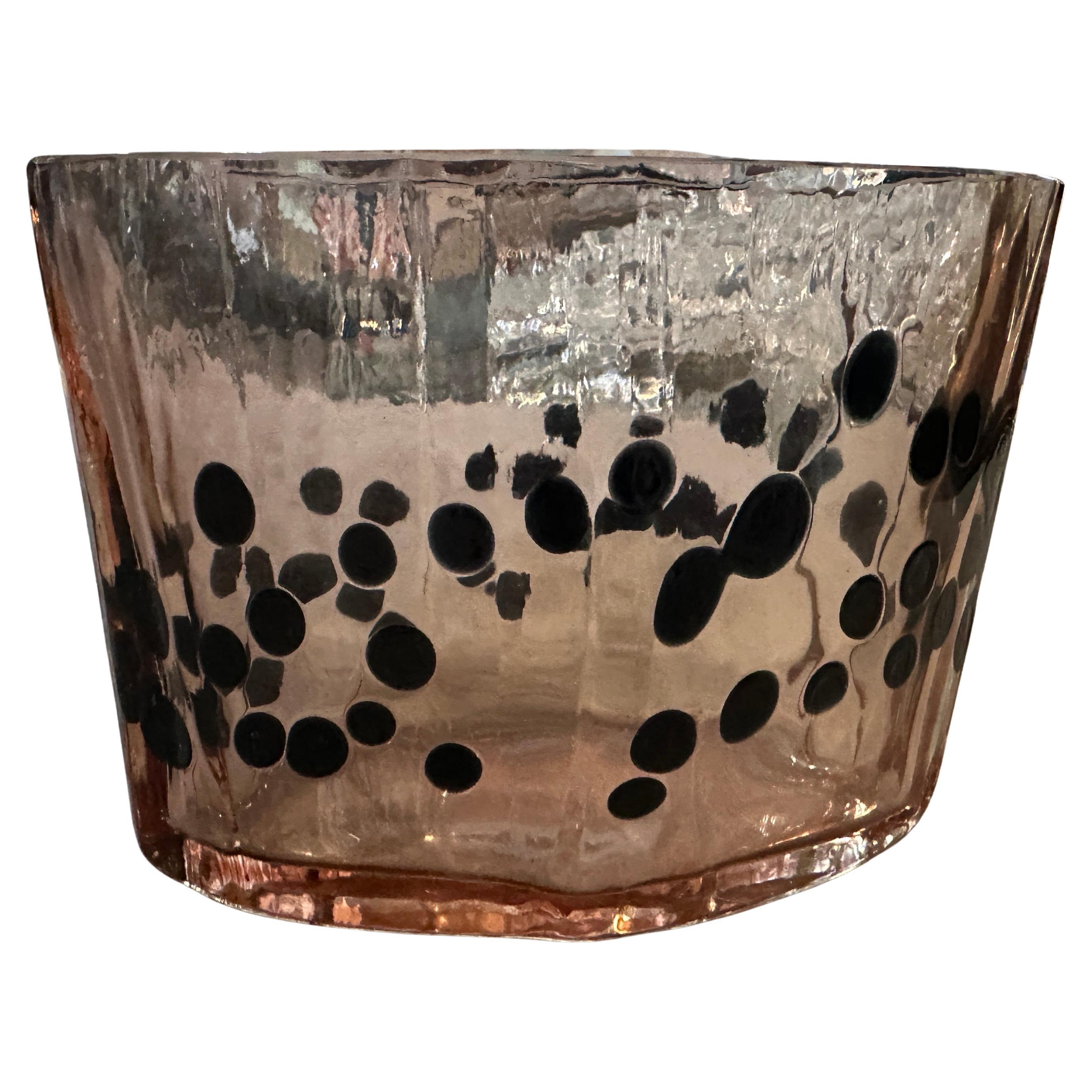Italian 1960s Modern Purple and Black Murano Glass Vase by Fulvio Bianconi for Venini For Sale