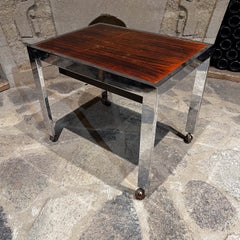 1960s Rolling Side Table Rosewood & Chrome Denmark