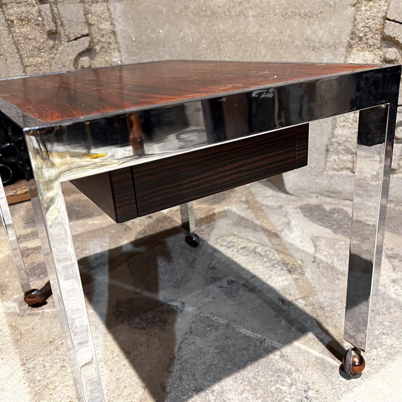 1960s Rolling Side Table Rosewood & Chrome Denmark For Sale 1