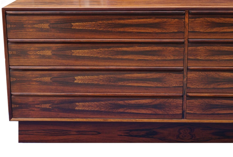 Scandinavian Modern  1960's Modern Rosewood Eight-Drawer Dresser Sideboard Chest Westnofa of Norway For Sale