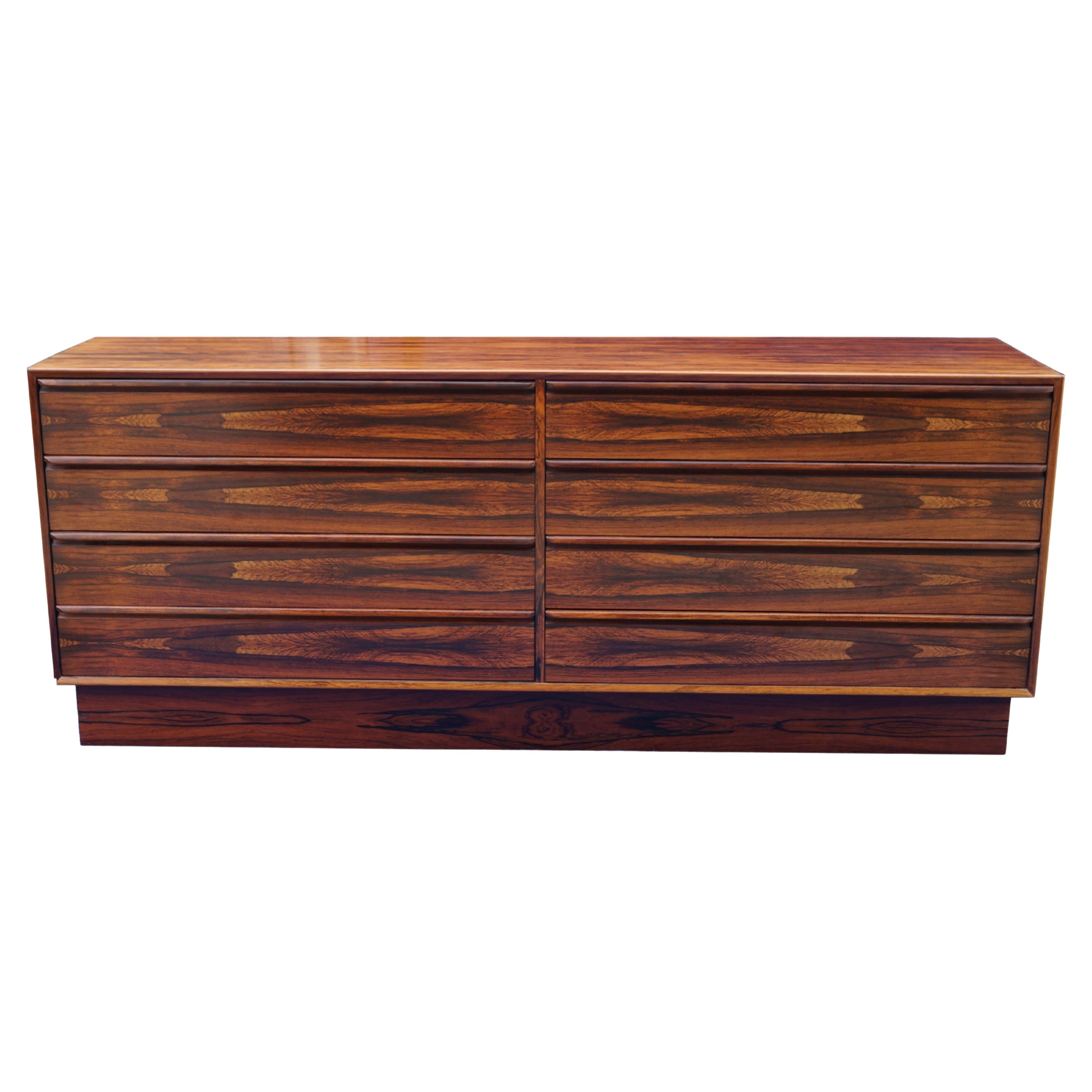  1960's Modern Rosewood Eight-Drawer Dresser Sideboard Chest Westnofa of Norway