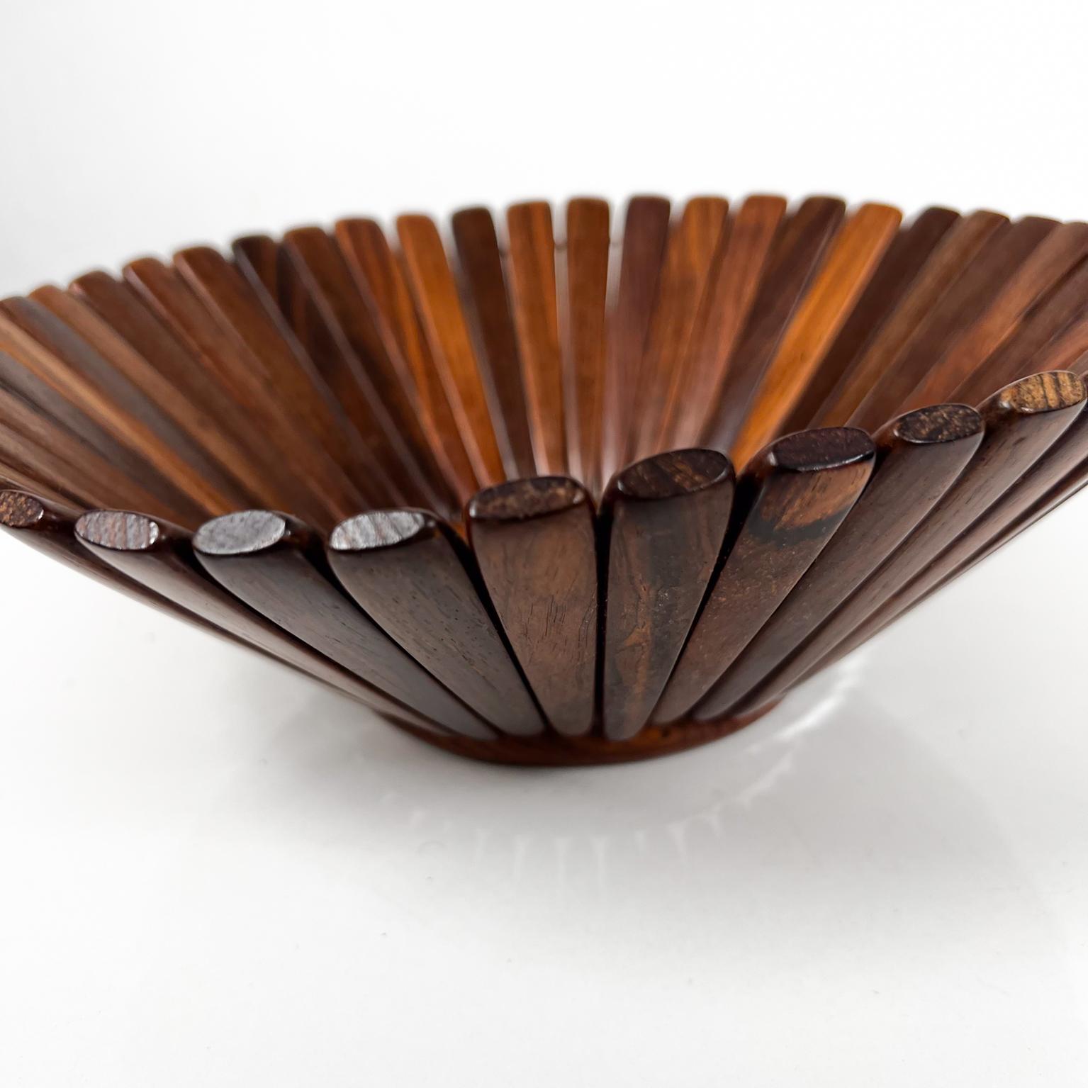 1960s Modern Rosewood Flower Decorative Fruit Art Bowl Denmark In Good Condition In Chula Vista, CA