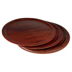 1960s Modern Set of Six Round Serving Plates Bent Plywood