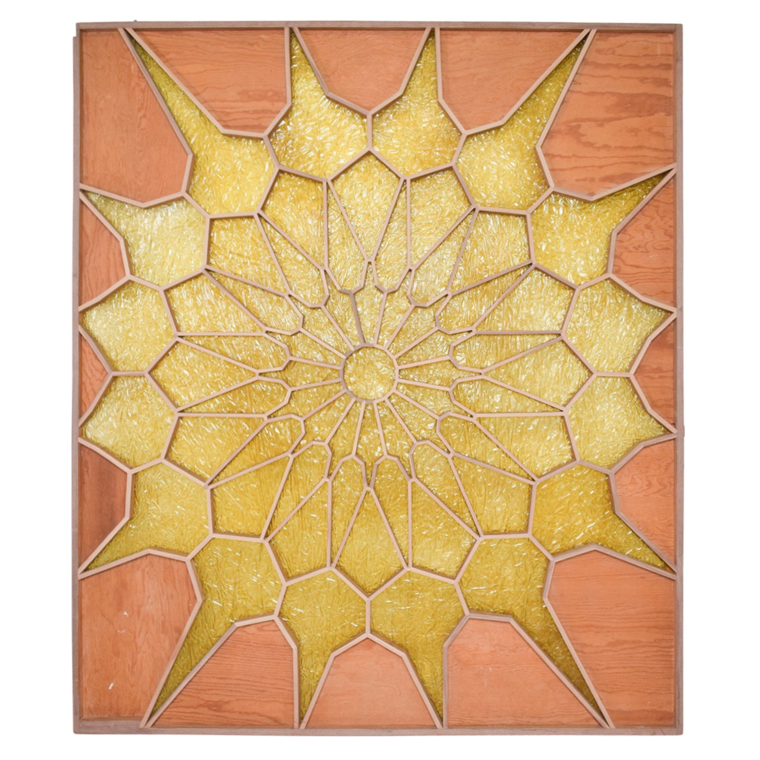 1960s Modern Sunburst Custom Room Divider Screen Wood Door Panel (Panneau de porte en bois)