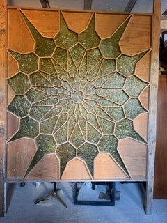 1960s Modern Sunburst Custom Room Divider Screen Wood Door Panel