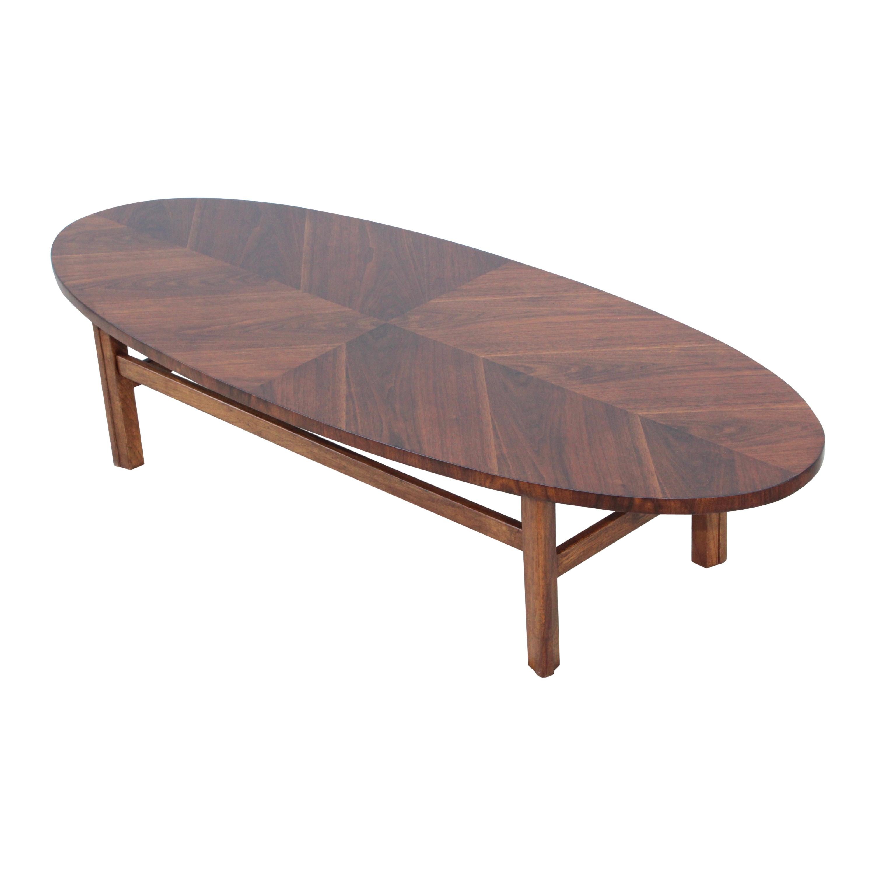 1960s Modern Surfboard Walnut Coffee Table
