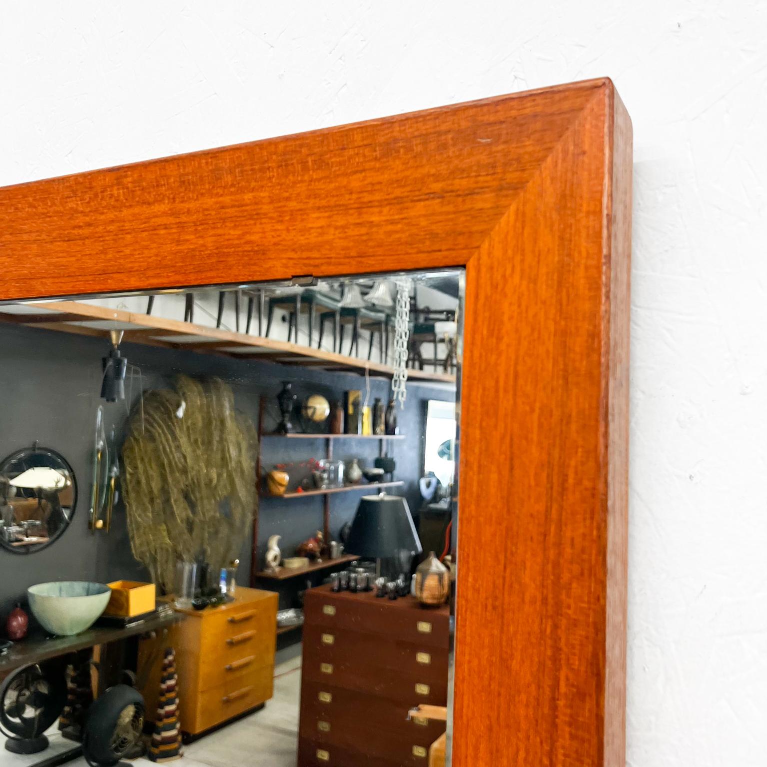 Mid-Century Modern 1960s Modern Teak and Sapele Wood Framed Wall Mirror For Sale