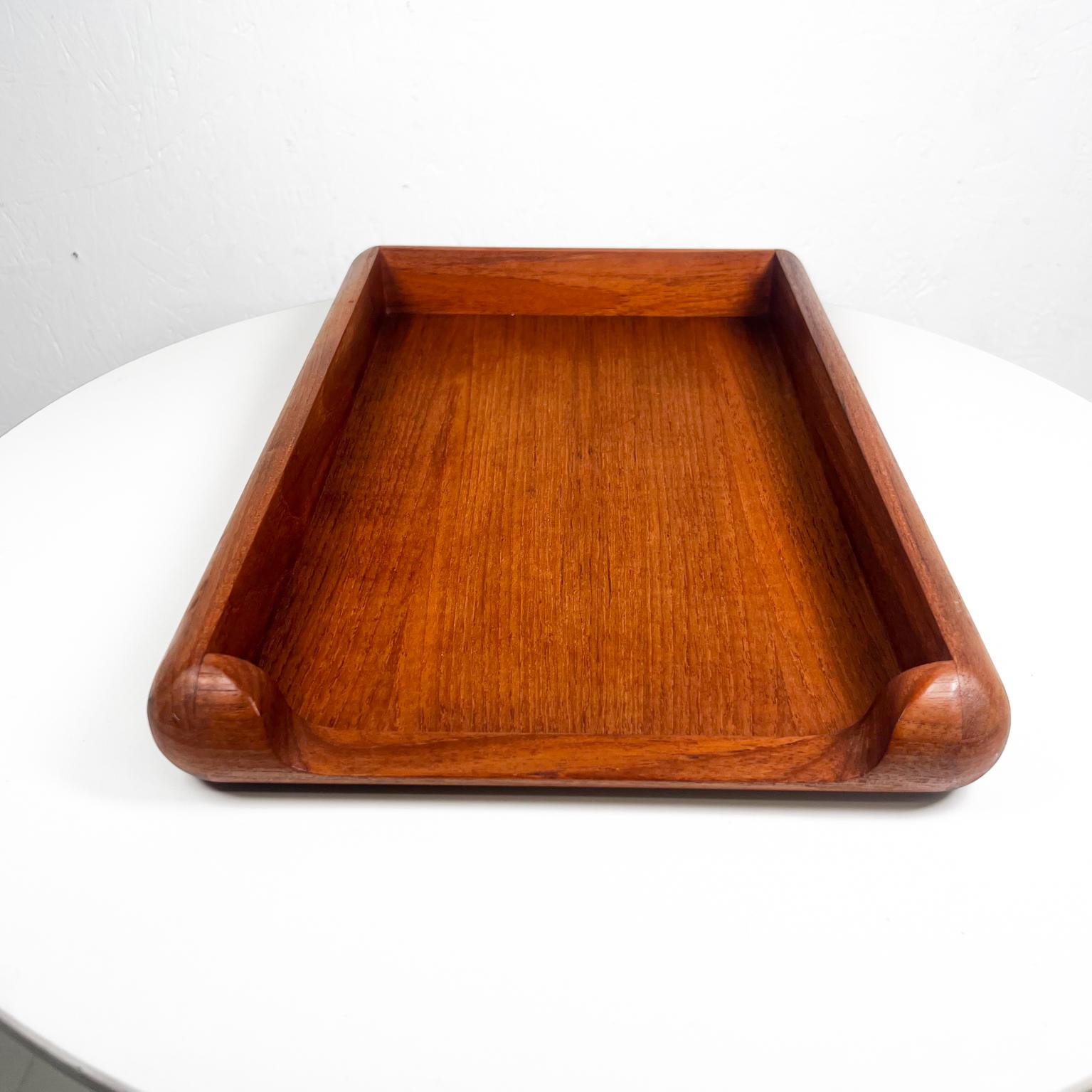1960s Modern Teak Wood Office Desk Letter File Tray For Sale at 1stDibs