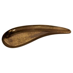1960s Modern Teardrop Catchall Dish Brass Tray by Gorham Ware