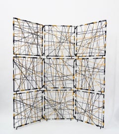 Mid-Century Modern Room Divider, Vinyl Cord & Steel, USA, 1960s Design