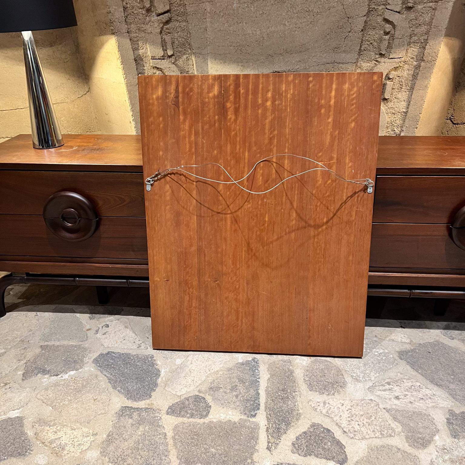 Specchio da parete moderno degli anni '60 in legno di teak e sapele in vendita 3