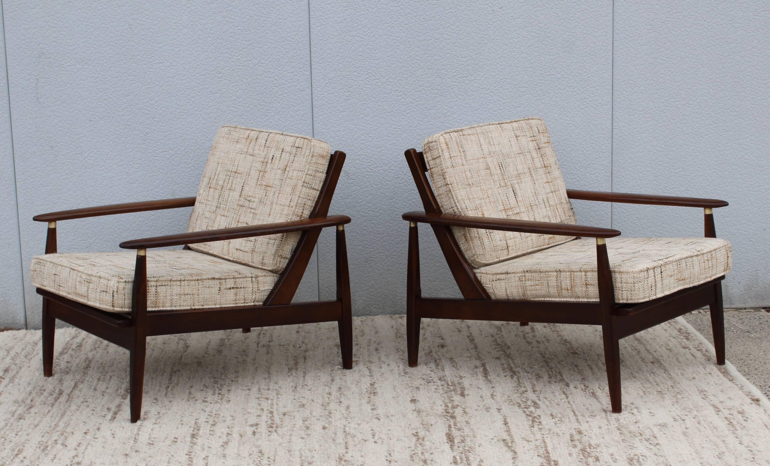 Mid-Century Modern 1960s Modern Walnut Lounge Chairs