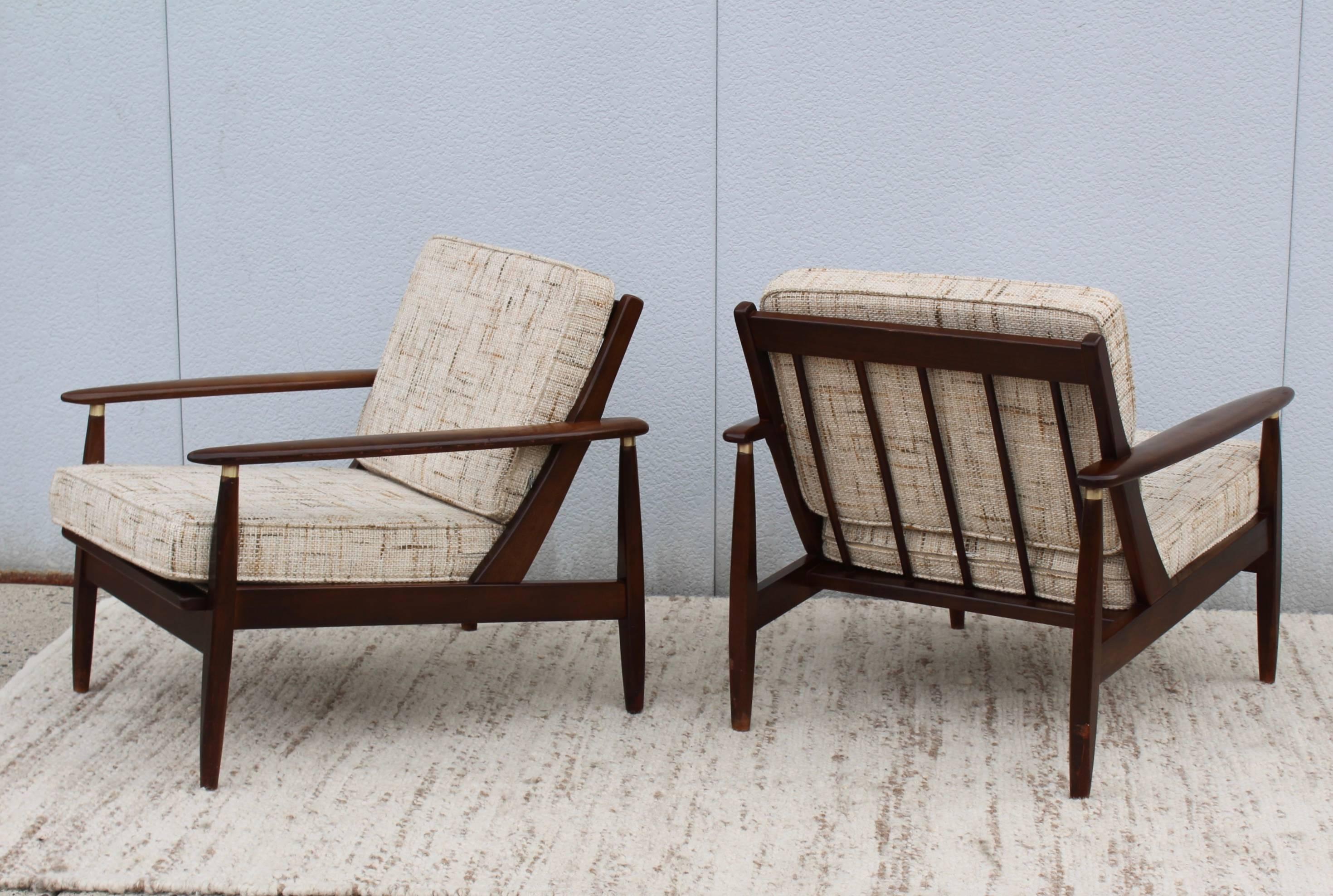 American 1960s Modern Walnut Lounge Chairs