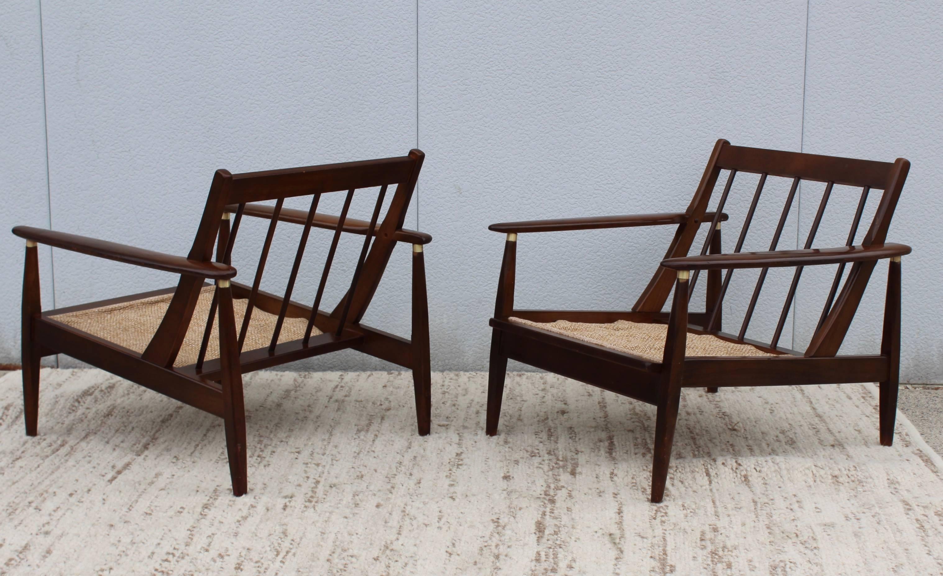 20th Century 1960s Modern Walnut Lounge Chairs