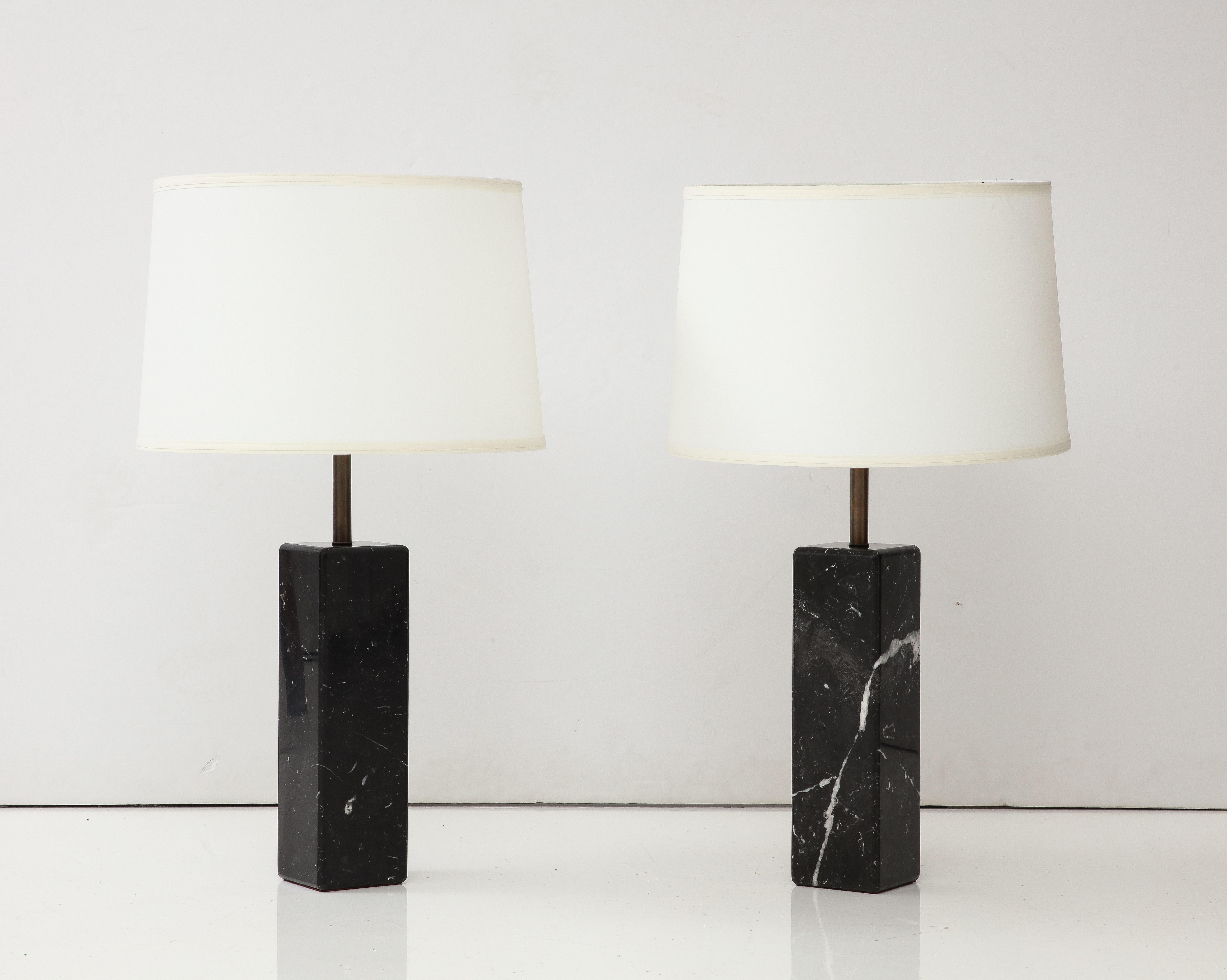1960's Modern Walter Von Nessen Carrara Marble Table Lamps For Sale 3