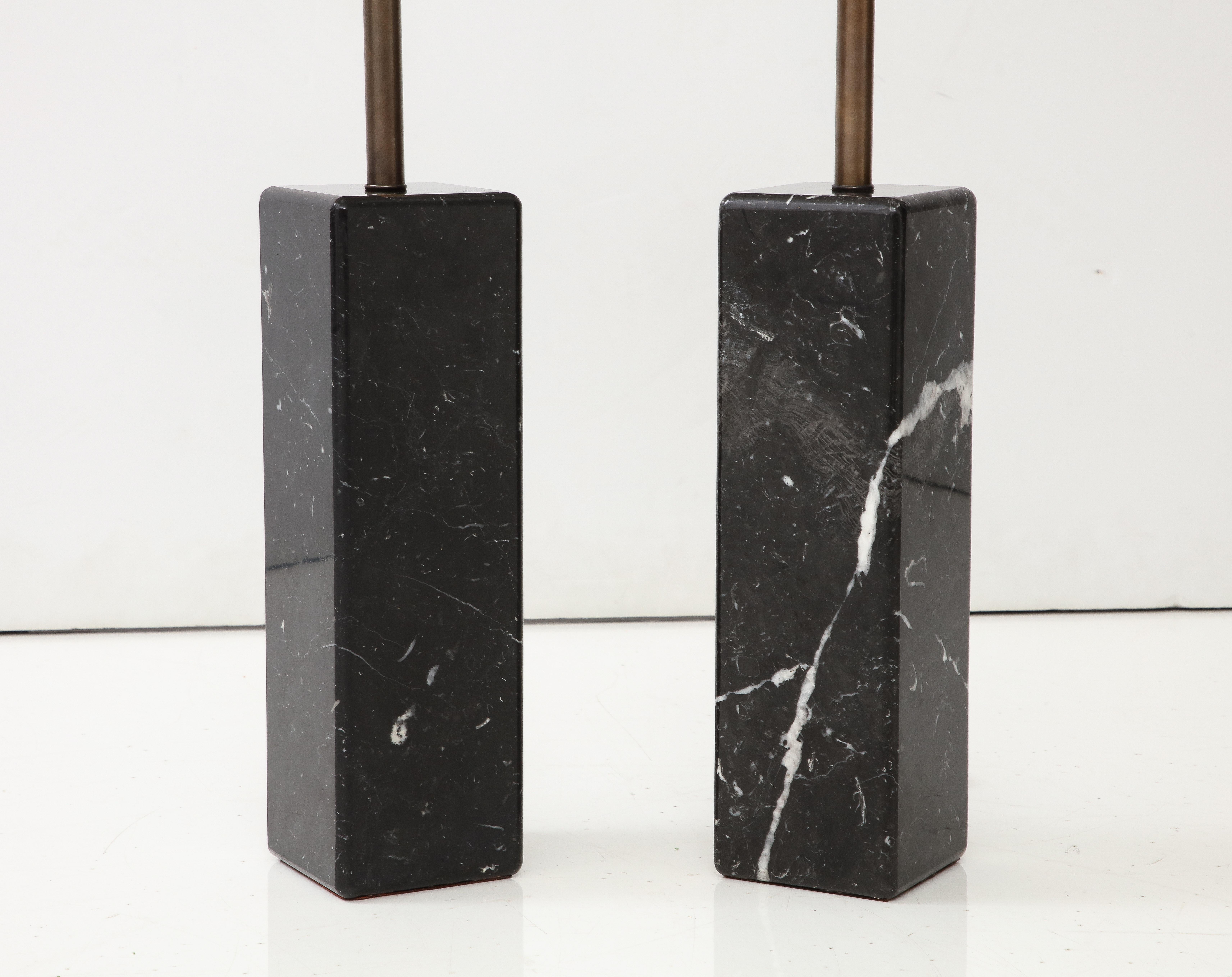 Mid-20th Century 1960's Modern Walter Von Nessen Carrara Marble Table Lamps For Sale