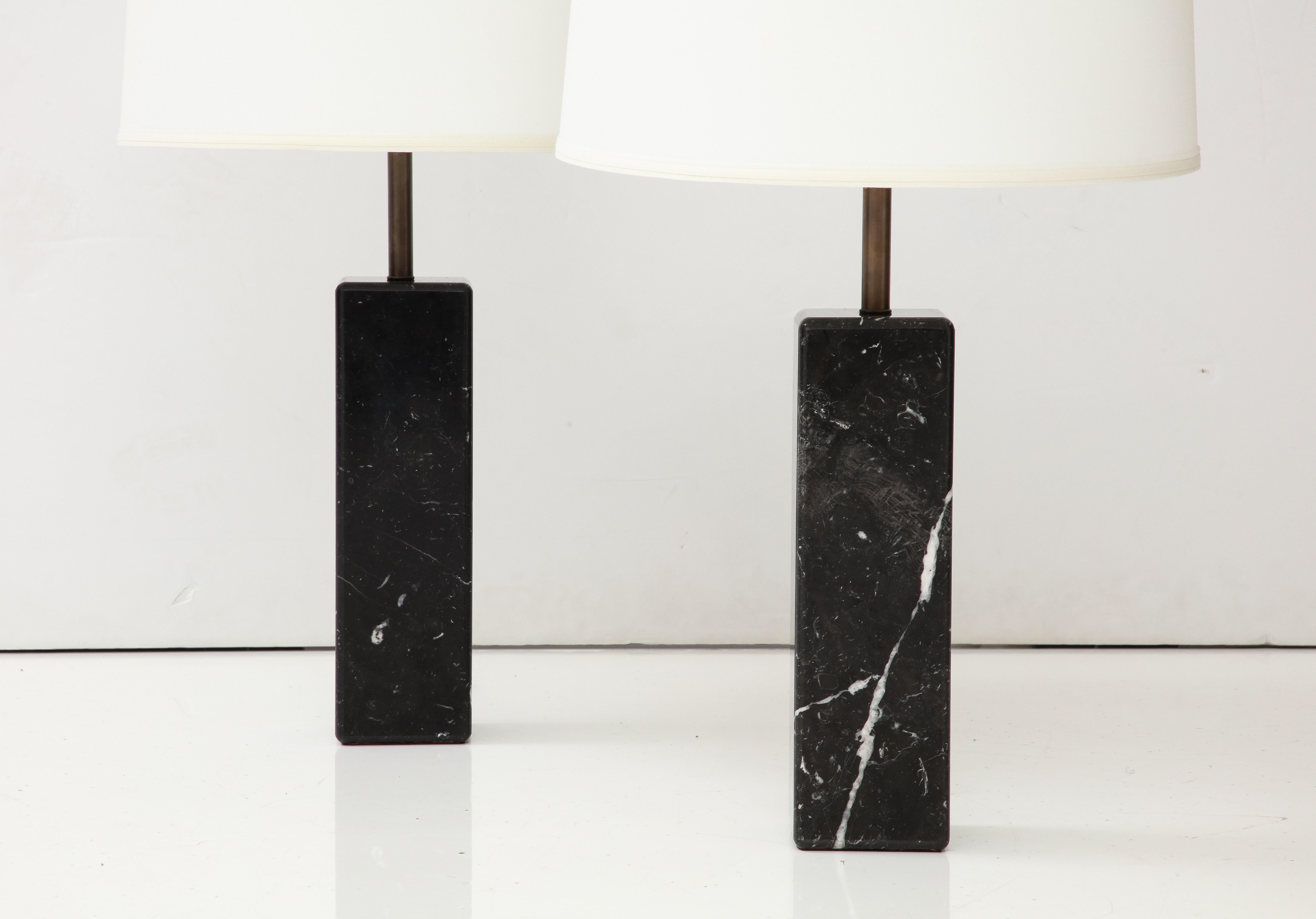 1960's Modern Walter Von Nessen Carrara Marble Table Lamps For Sale 1