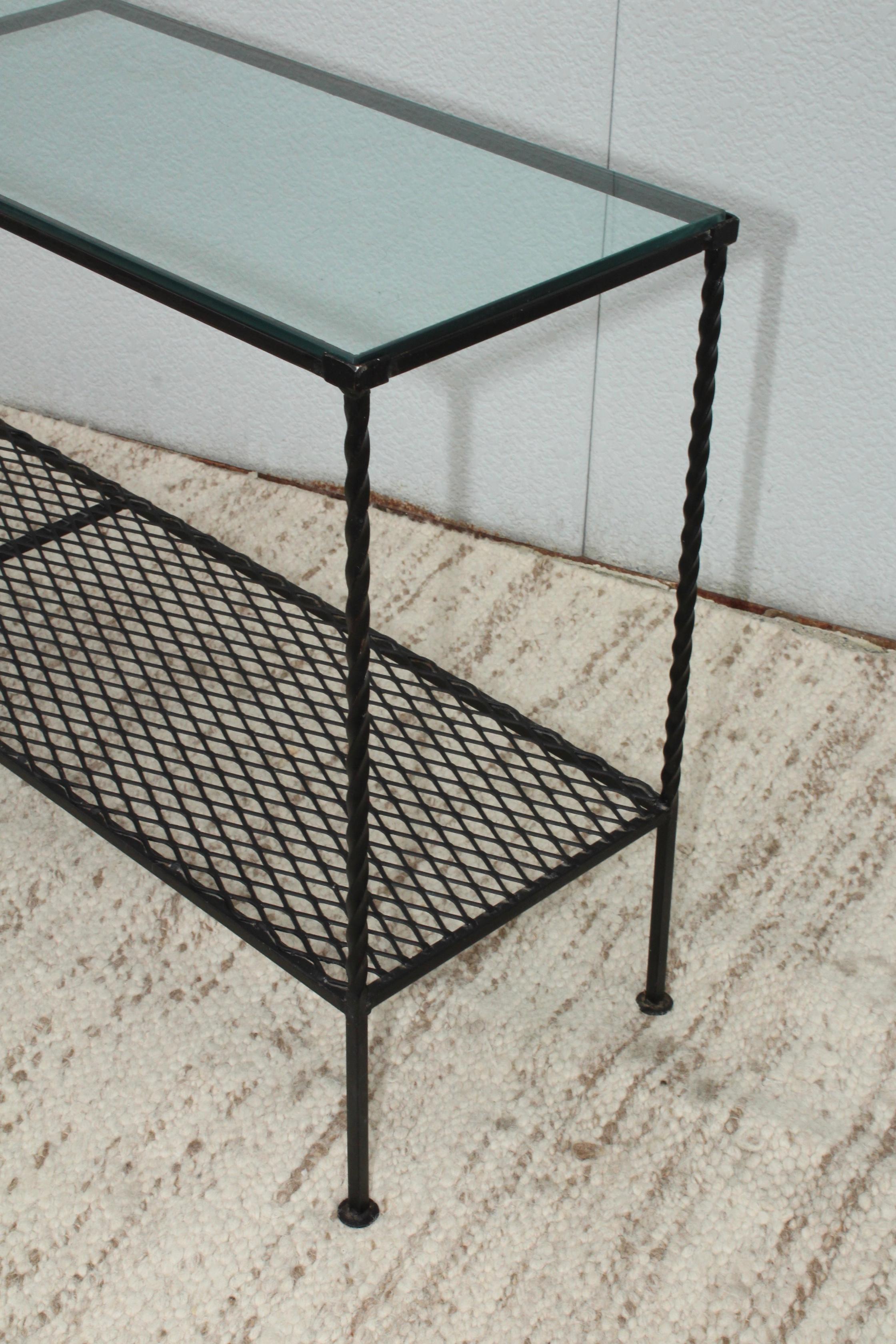 1960s Modern Wrought Iron Custom Made Two-Tier Console 3