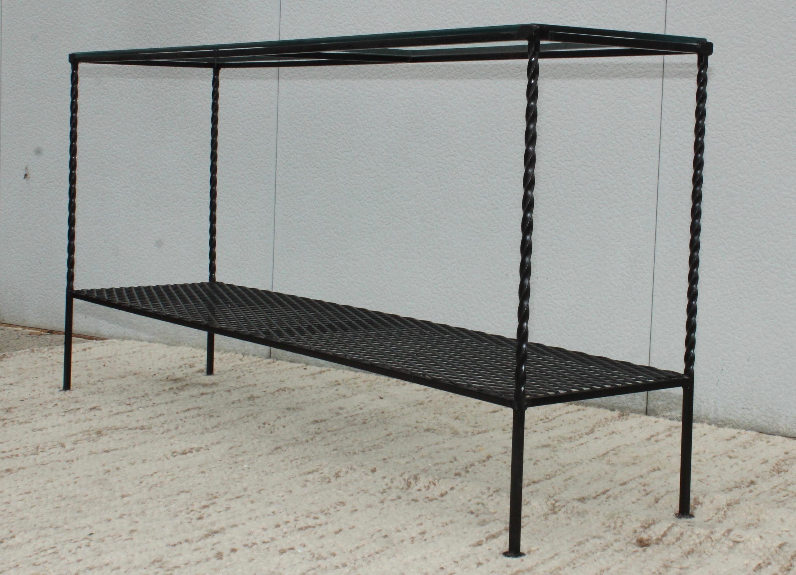 1960s Modern Wrought Iron Custom Made Two-Tier Console 4
