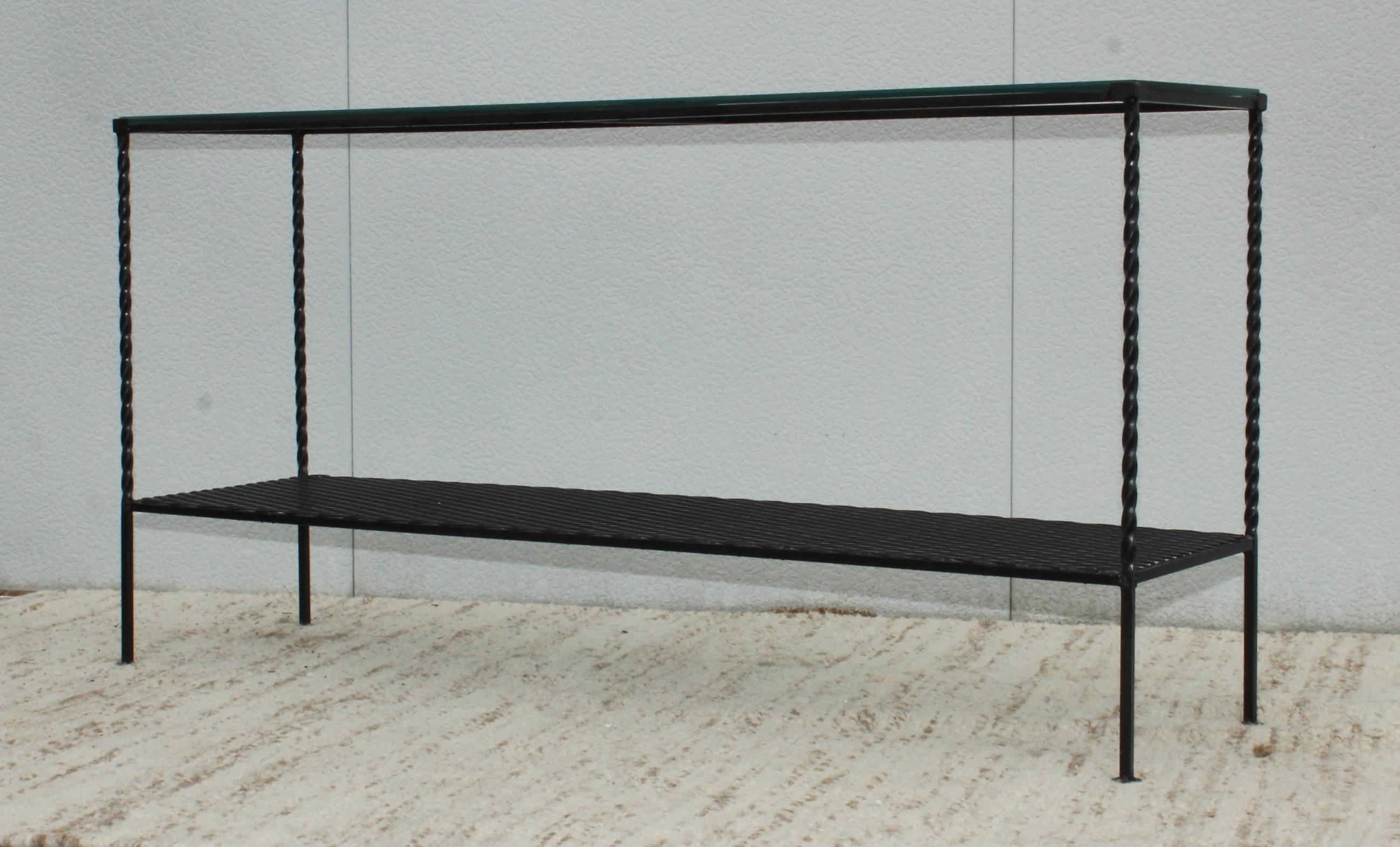 Mid-Century Modern 1960s Modern Wrought Iron Custom Made Two-Tier Console