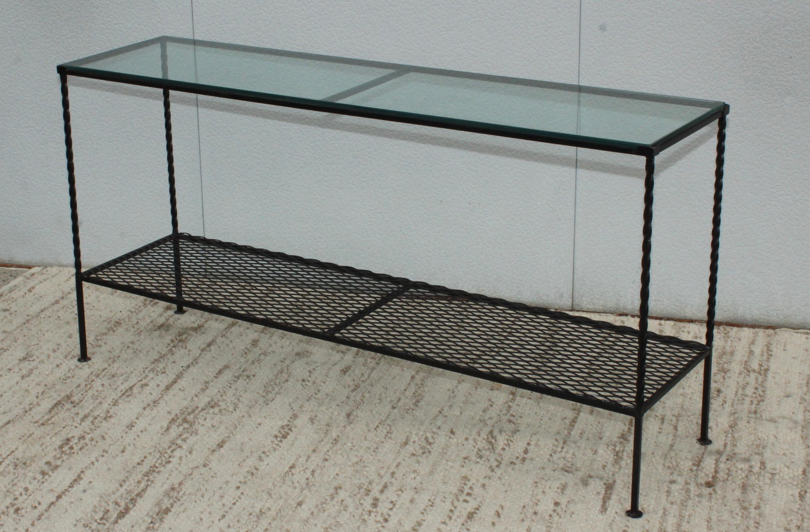 American 1960s Modern Wrought Iron Custom Made Two-Tier Console