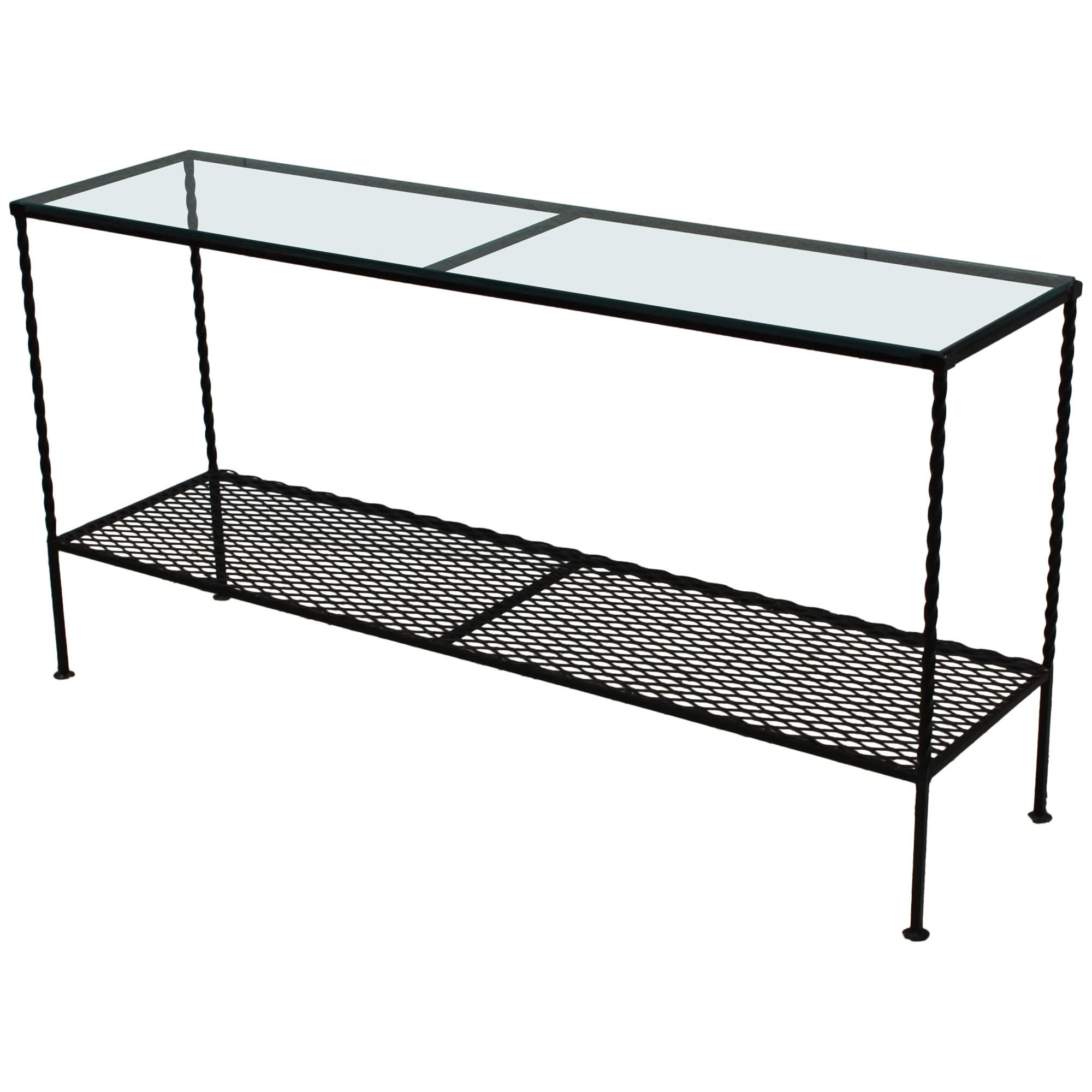 1960s Modern Wrought Iron Custom Made Two-Tier Console