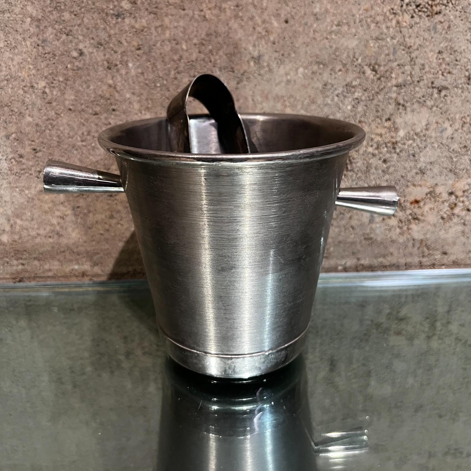 Mid-Century Modern 1960s Modernism Genesis Vintage Silverplate Ice Bucket with Tongs Mexico For Sale
