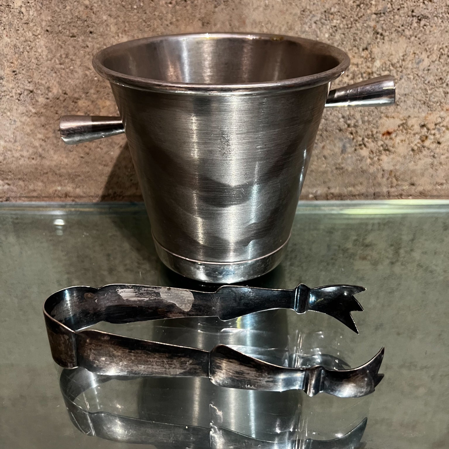 Sold at Auction: Crescent silver plate ice bucket with Thermos liner