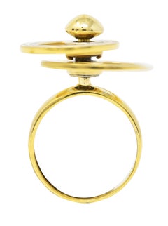 1960's Modernist 0.45 Carat Diamond 14 Karat Yellow Gold Fidget Spinner Ring