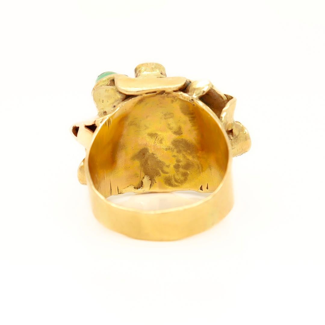 1960's Modernist 14k Gold & Multi-Gemstone Cocktail Ring by Resia Schor For Sale 4