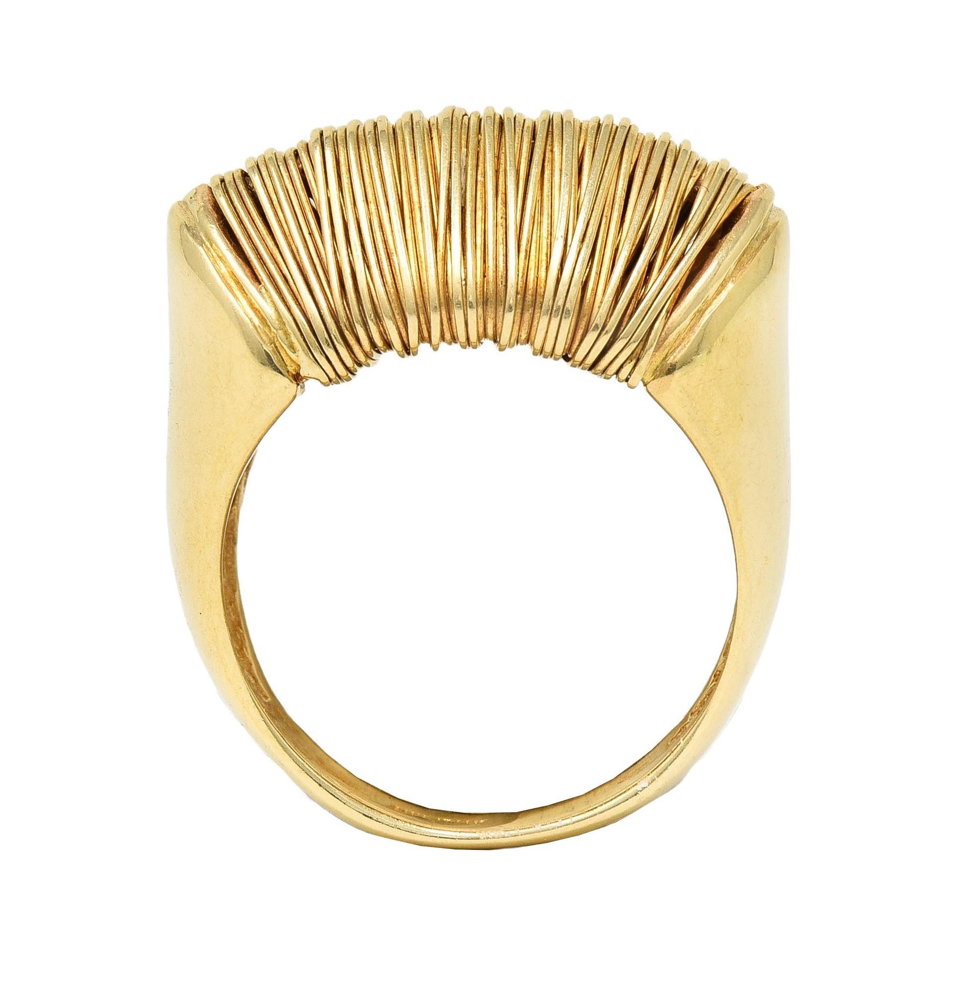 1960's Modernist 18 Karat Yellow Gold Wire Wrapped Domed Vintage Ring For Sale 7