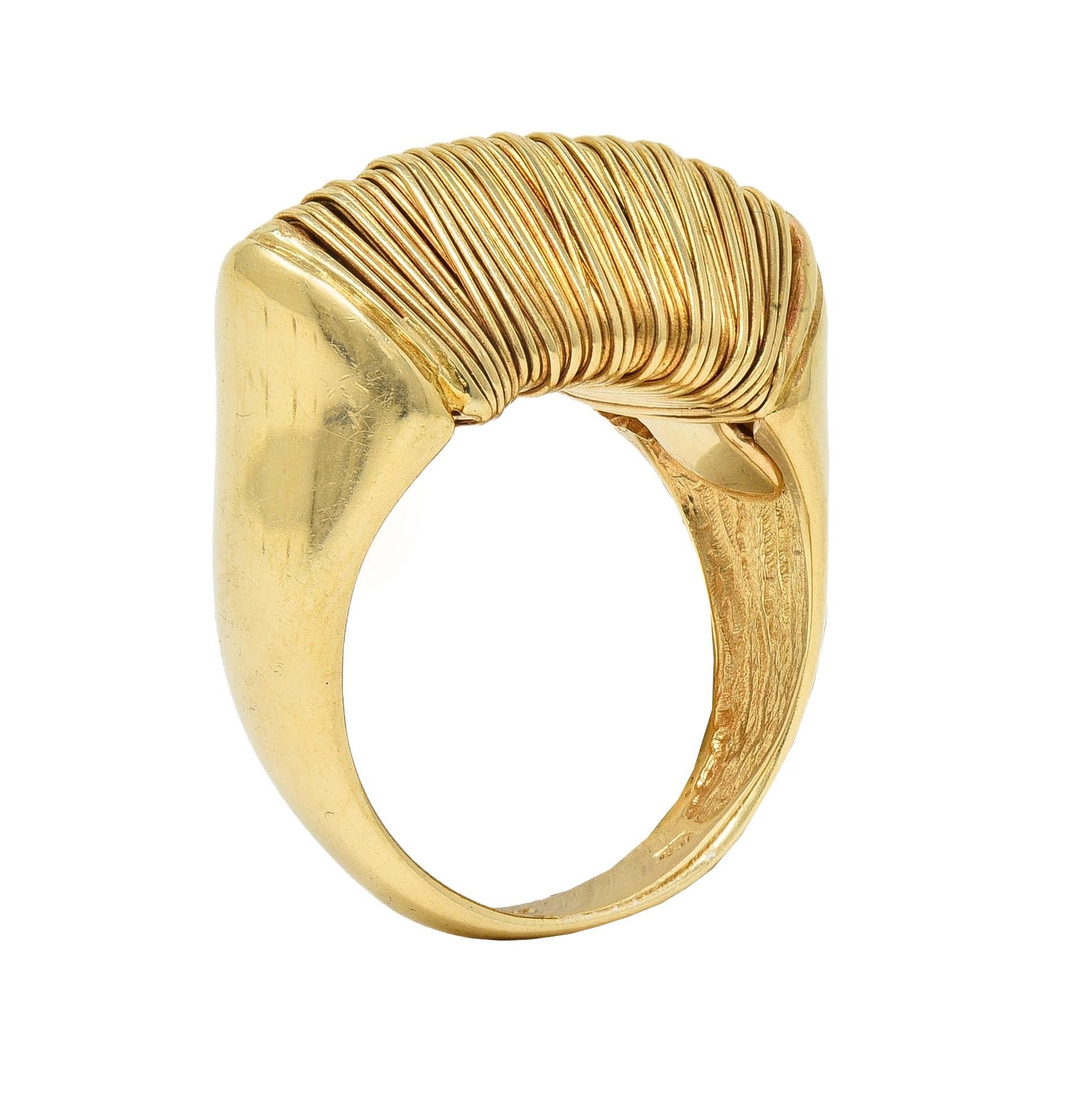 1960's Modernist 18 Karat Yellow Gold Wire Wrapped Domed Vintage Ring For Sale 8