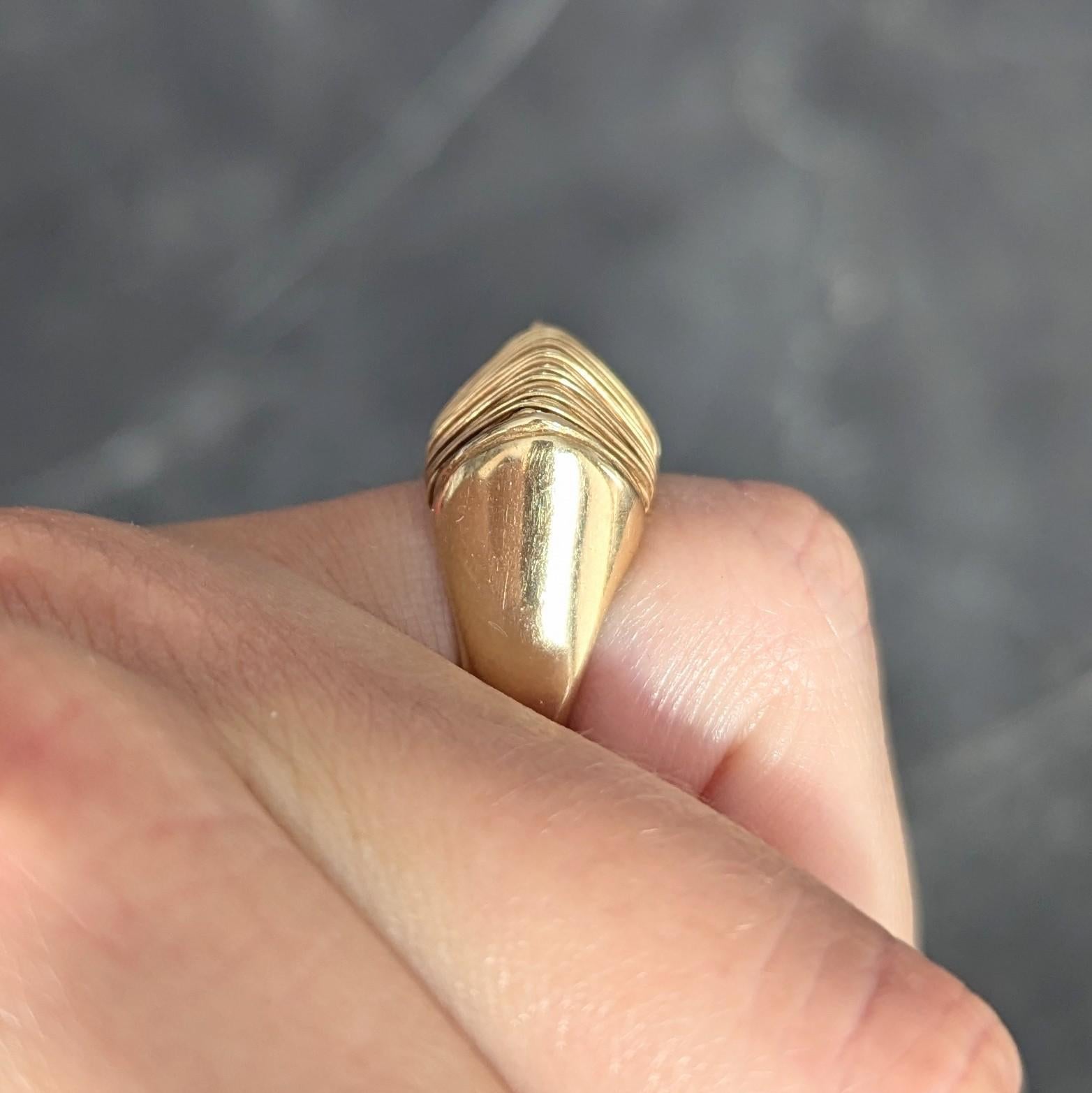 1960's Modernist 18 Karat Yellow Gold Wire Wrapped Domed Vintage Ring For Sale 10
