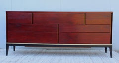 1960's Modernist 9 Drawer Walnut Dresser by John Stuart