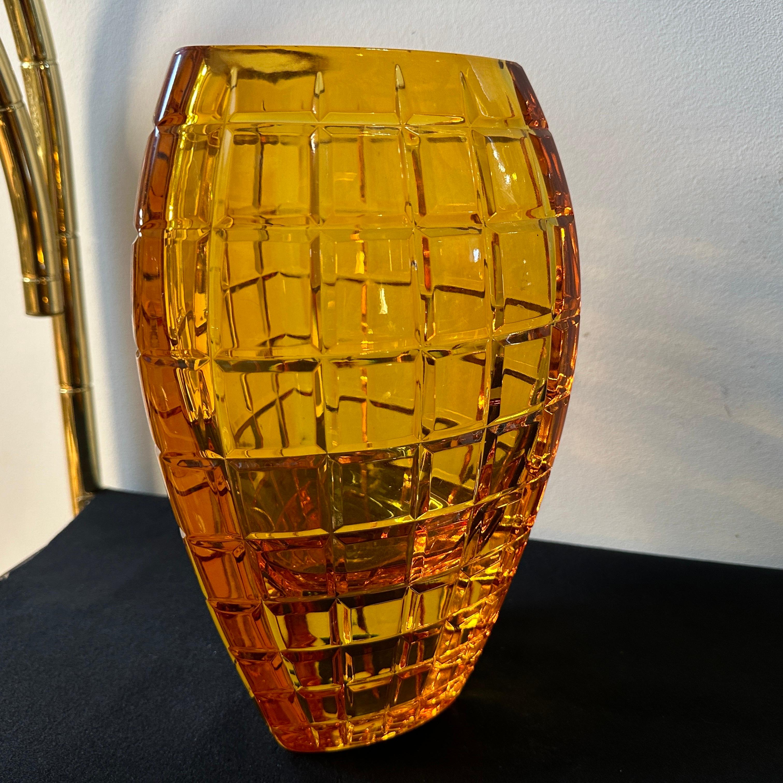 1960s Modernist Amber Glass Belgian Vase by Val Saint Lambert For Sale 4