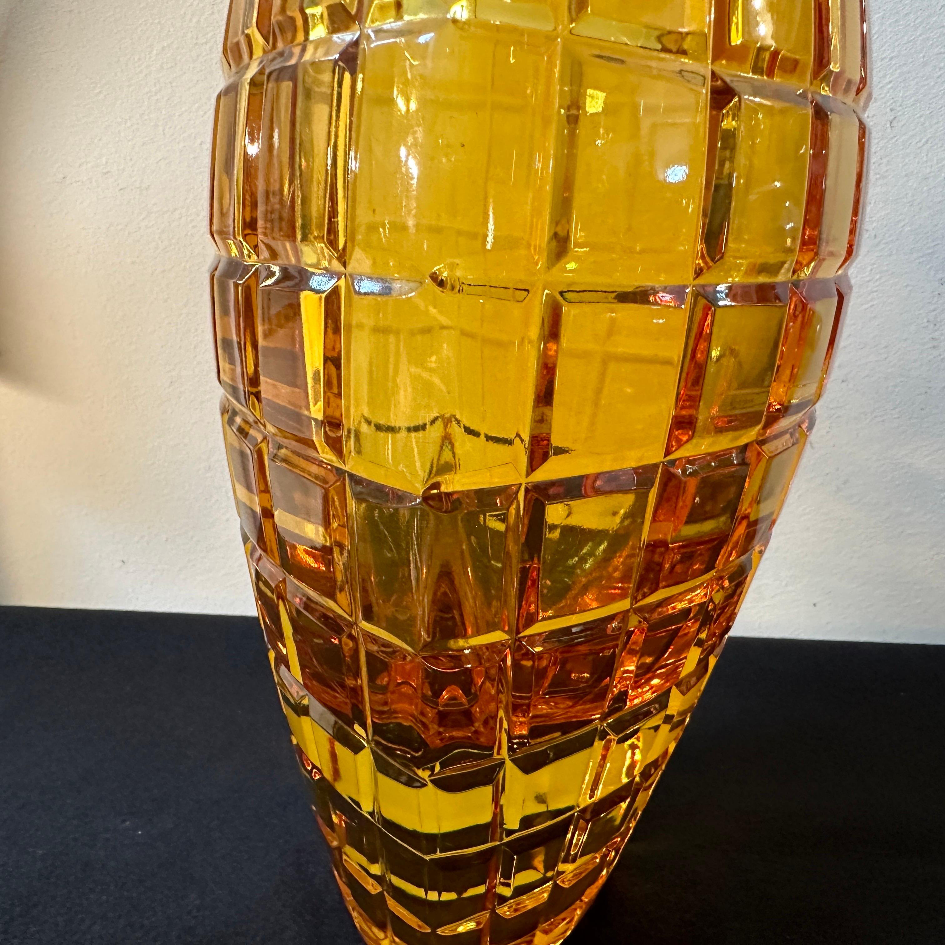 1960s Modernist Amber Glass Belgian Vase by Val Saint Lambert For Sale 2