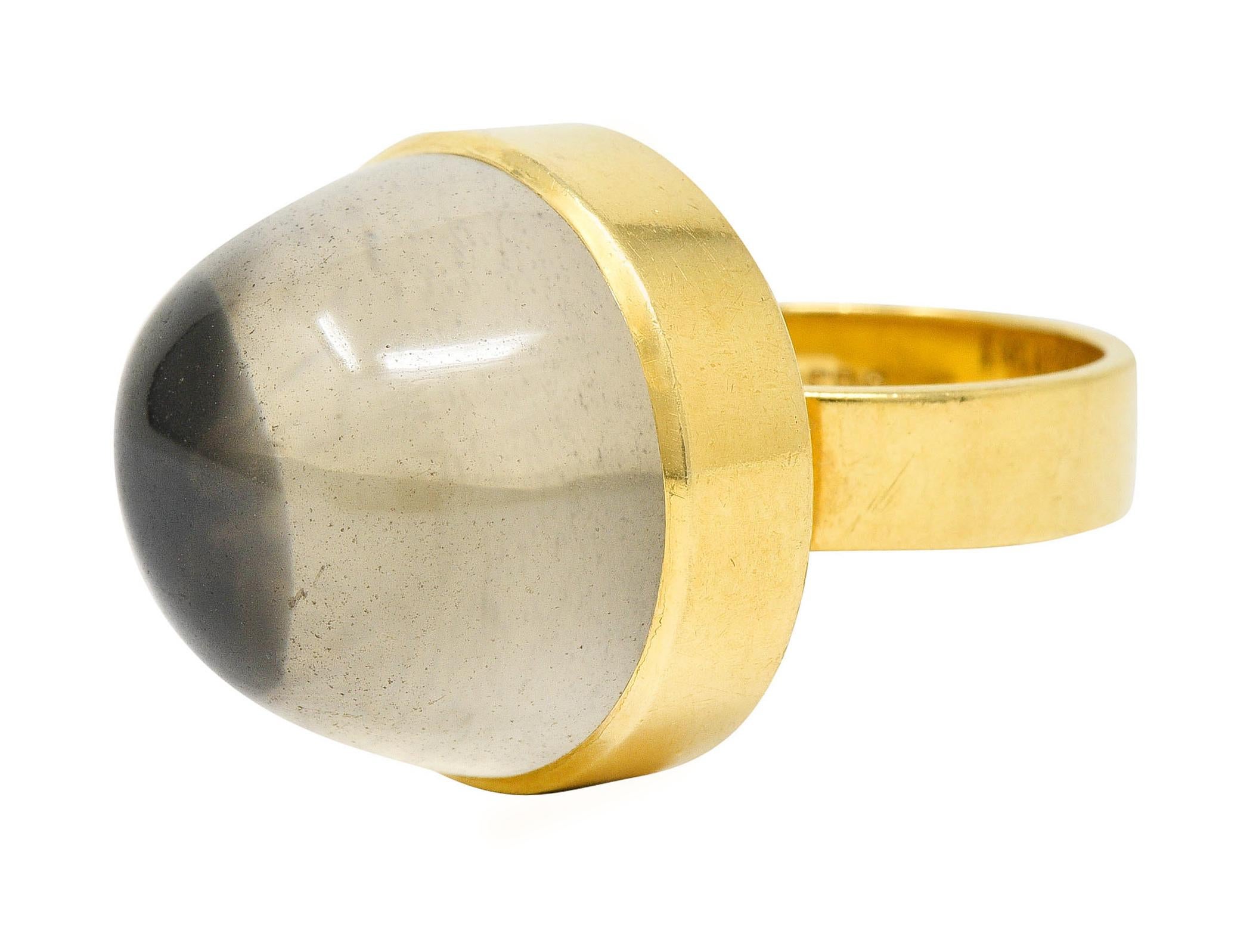 Women's or Men's 1960's Modernist Bertel Gardberg Smokey Quartz 18 Karat Gold Modern Puzzle Ring