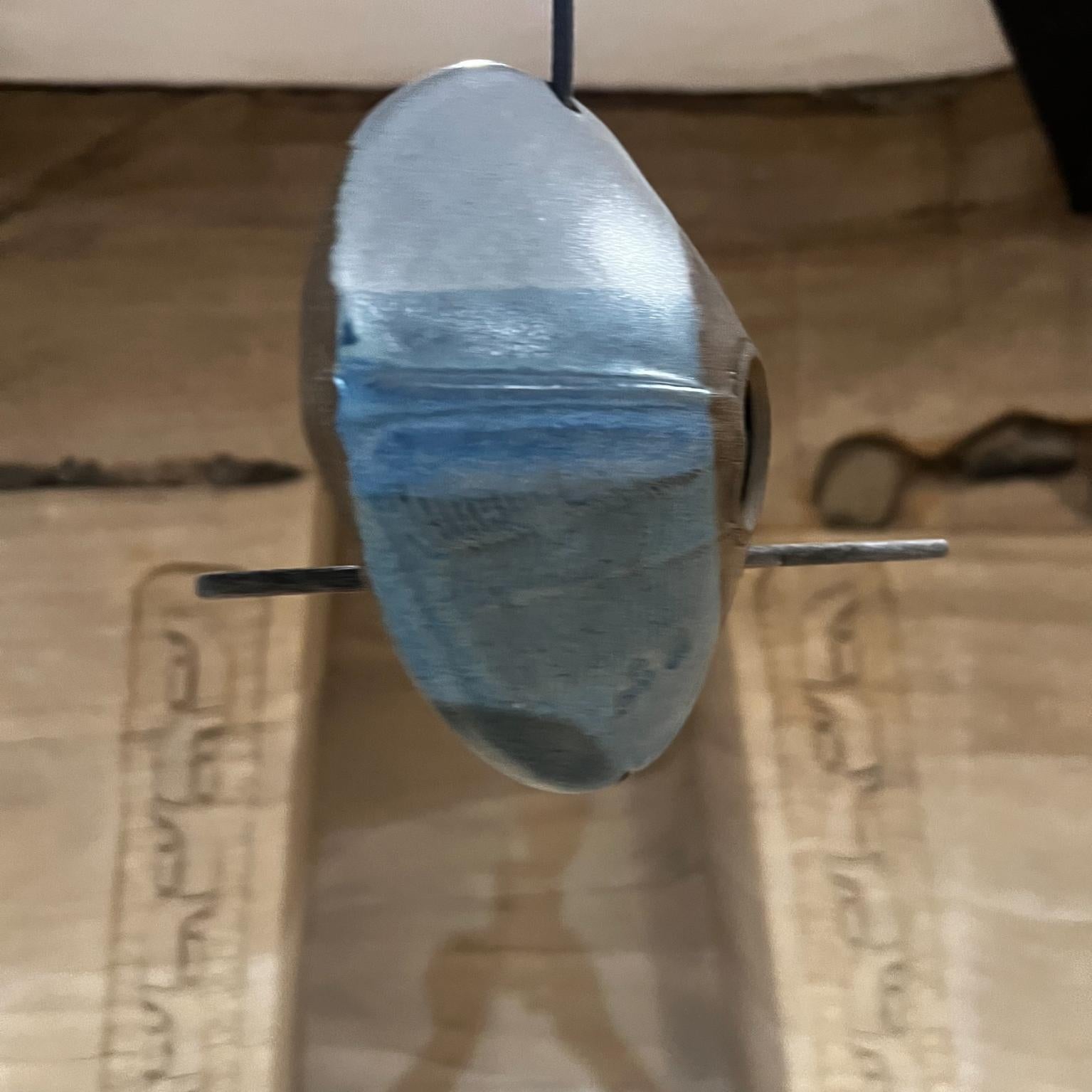 1960s Modernist Blue Bird Feeder Ceramic Art Pottery For Sale 6