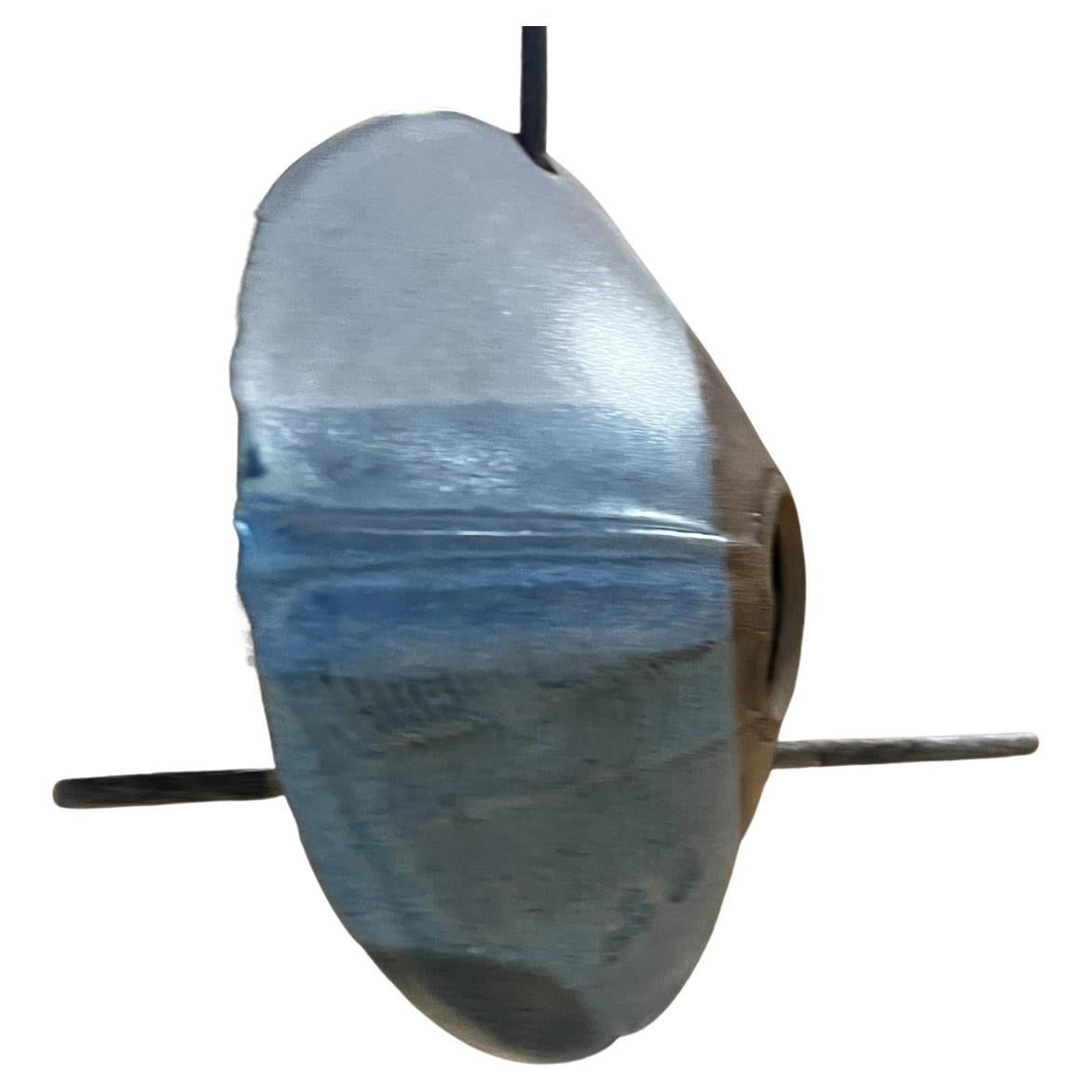 For your consideration, a  modernist bird feeder ceramic art pottery, USA circa the 1960s. 
Art Pottery MCM. Blue tones. Stamp on one side.

Dimensions: 7 H (plus the cord) x 8 W x 4 D

Please visit take a look at our listings, we have an amazing