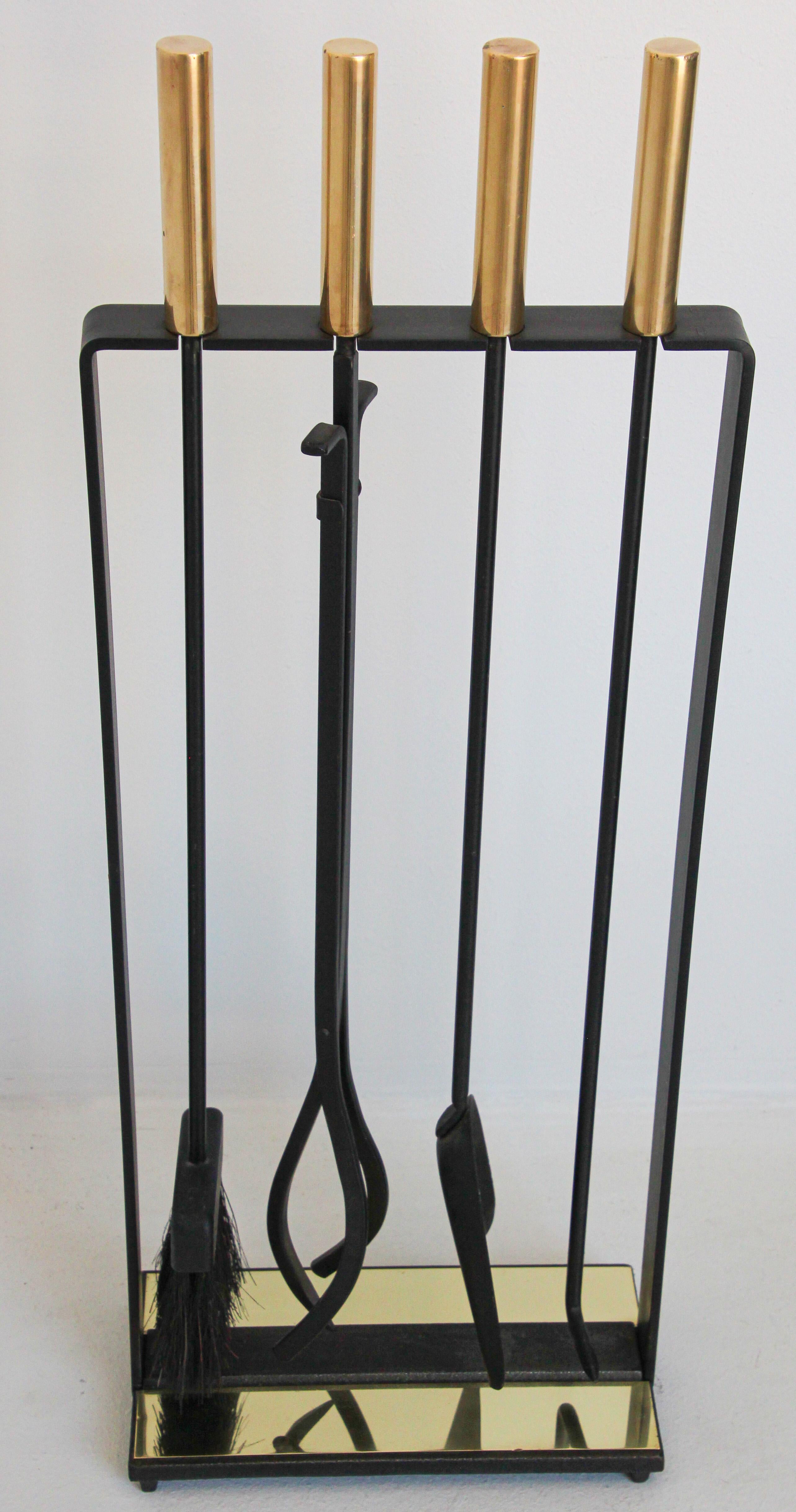 Modernist Brass Fireplace Tools by Pilgrim 1960's For Sale 8