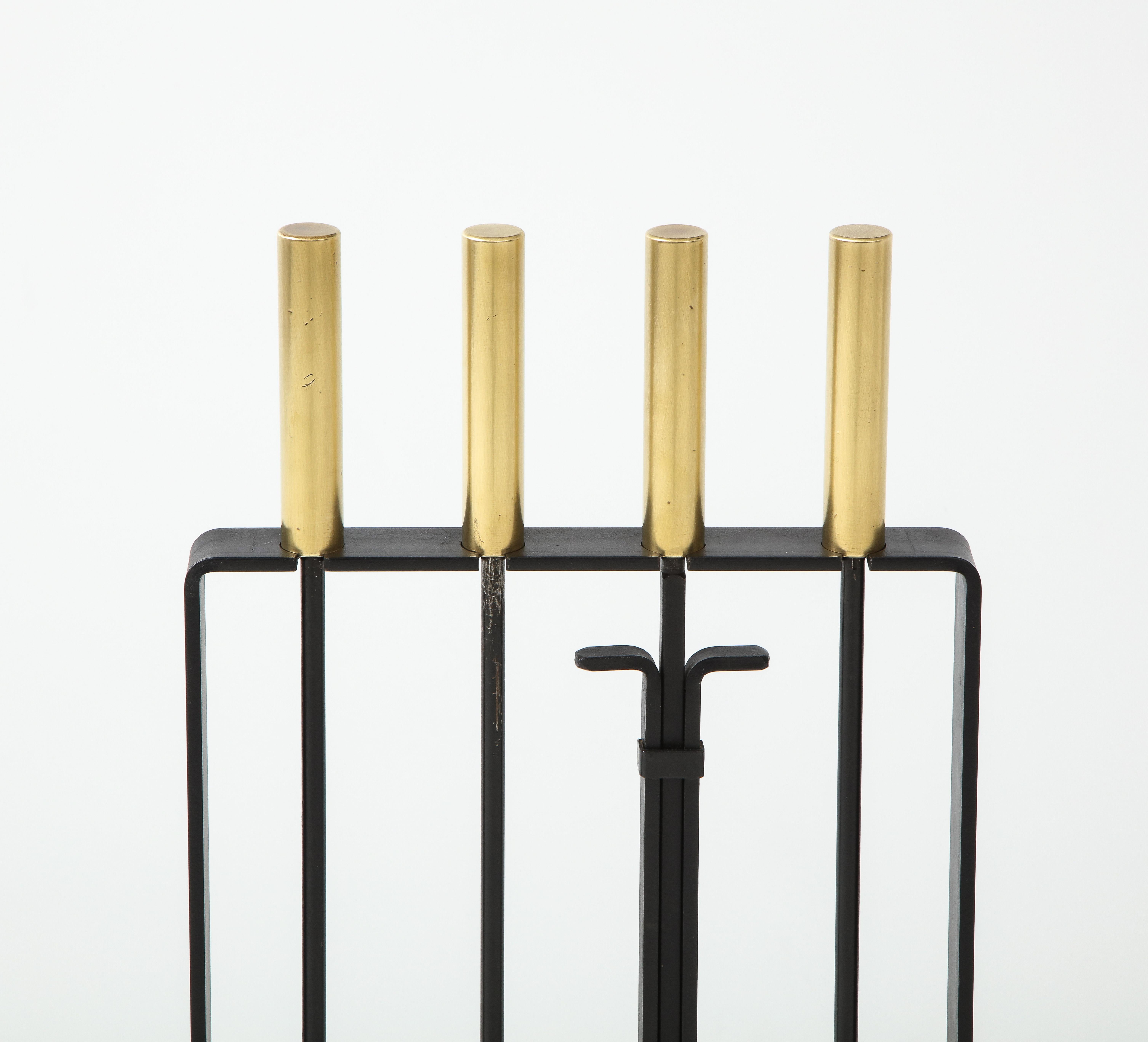 Mid-Century Modern 1960's Modernist Brass Fireplace Tools by Pilgrim