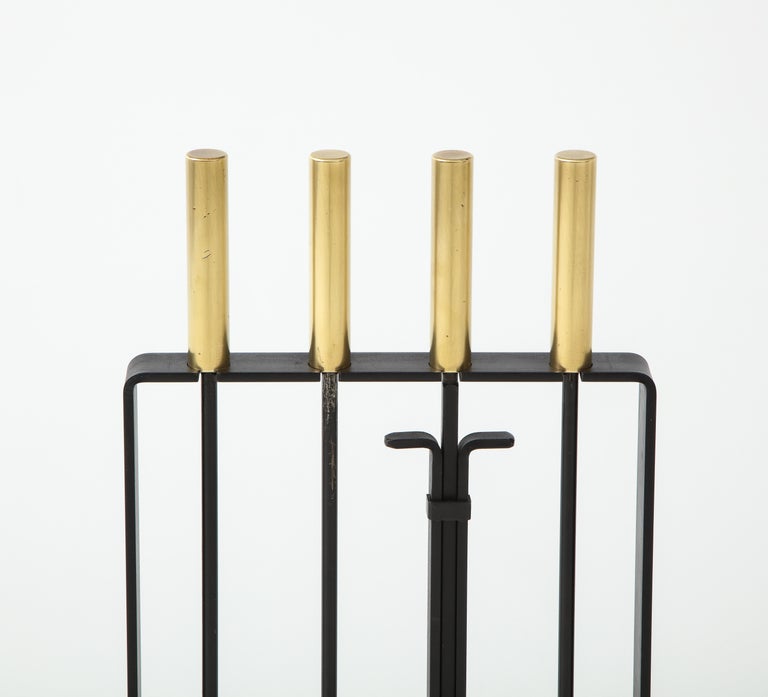 1960's Modernist Brass Fireplace Tools by Pilgrim at 1stDibs