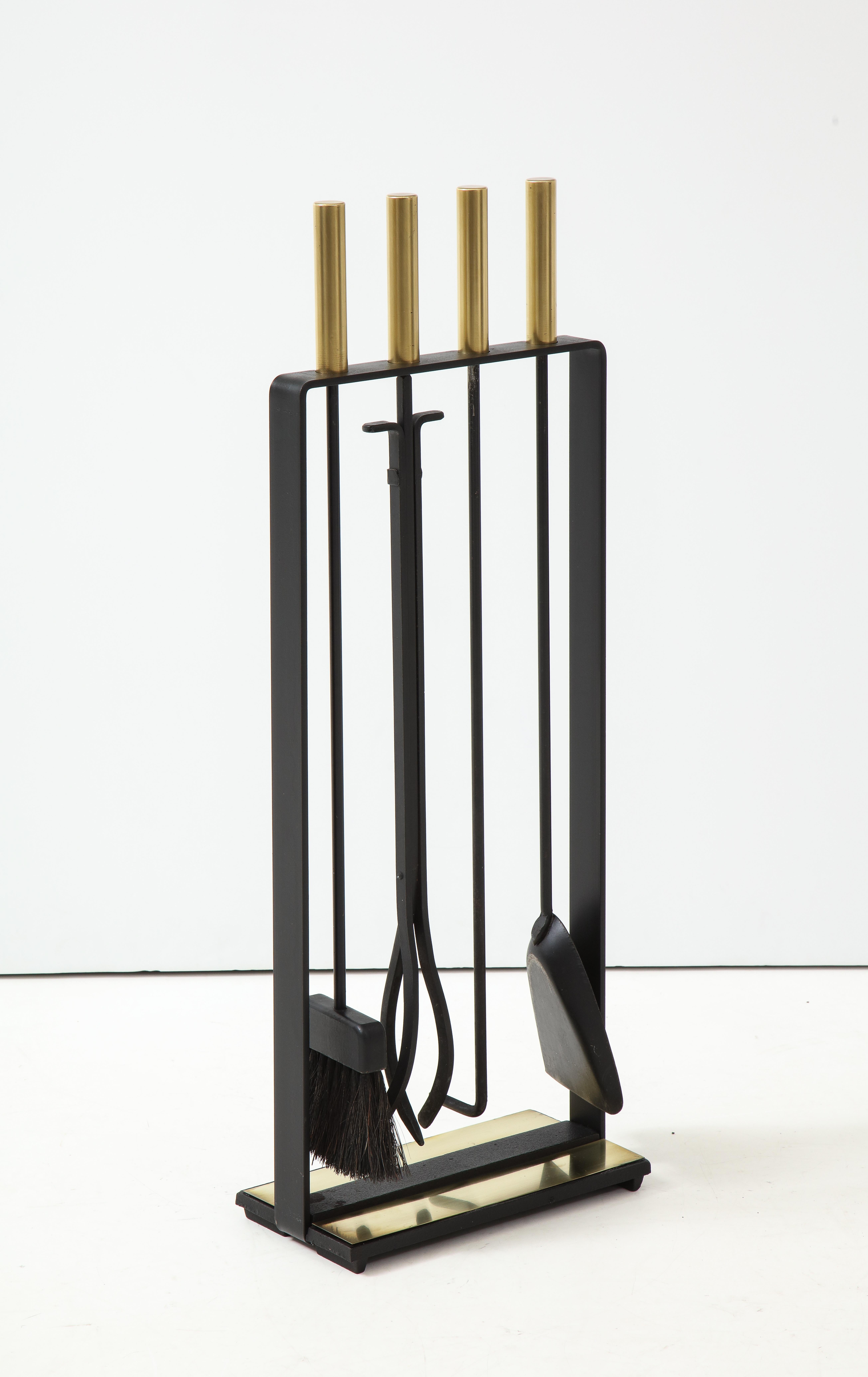Mid-20th Century 1960's Modernist Brass Fireplace Tools by Pilgrim