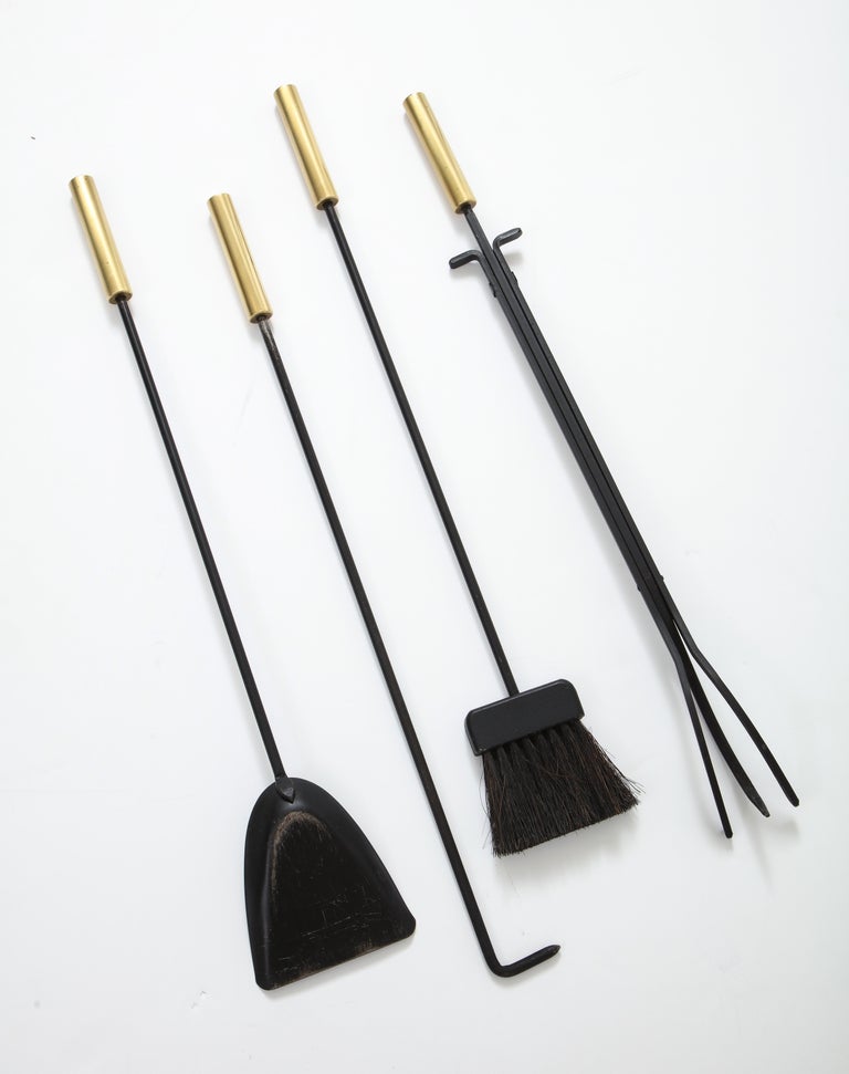1960's Modernist Brass Fireplace Tools by Pilgrim at 1stDibs