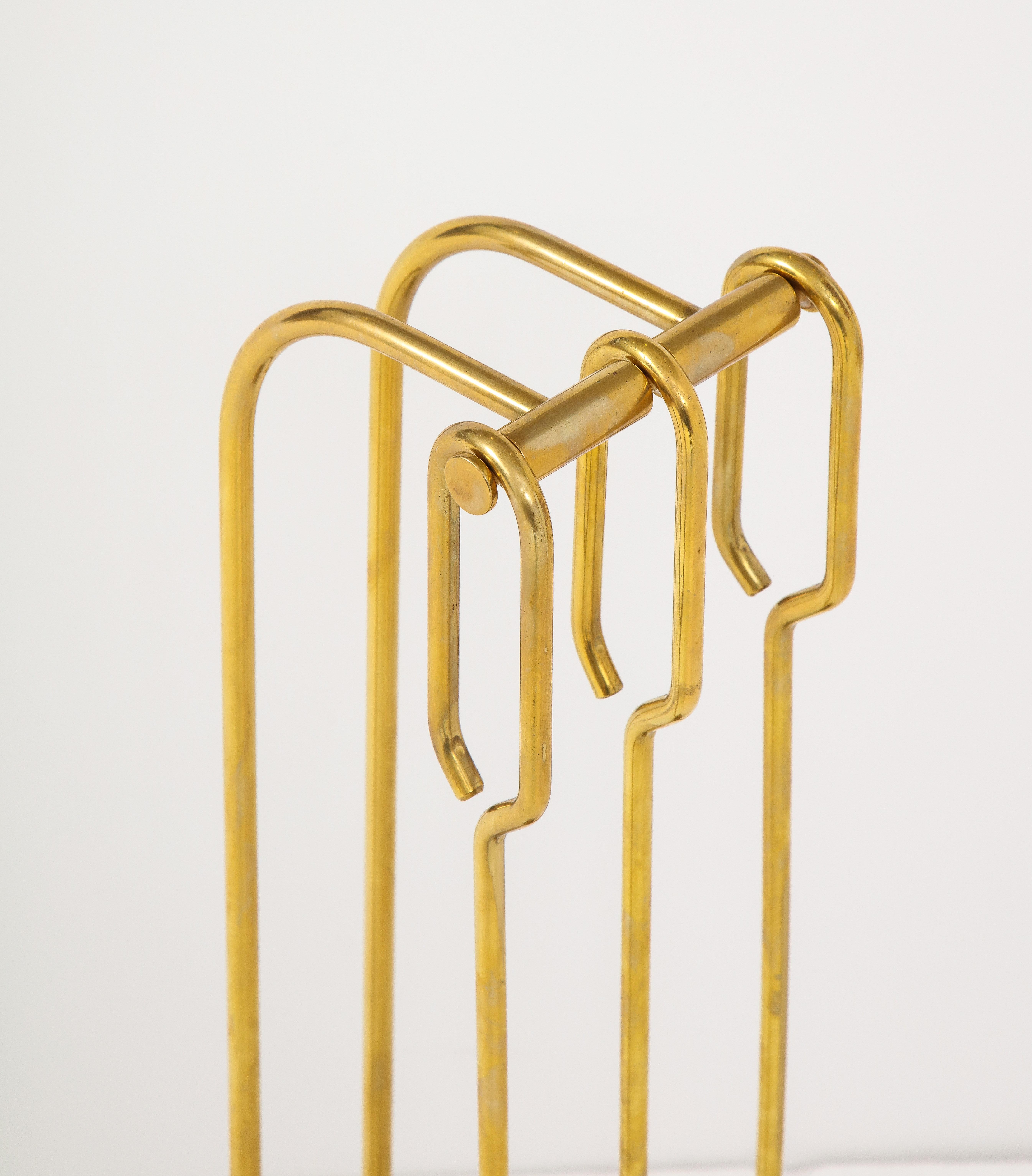 1960s Modernist Brass Fireplace Tools For Sale 4